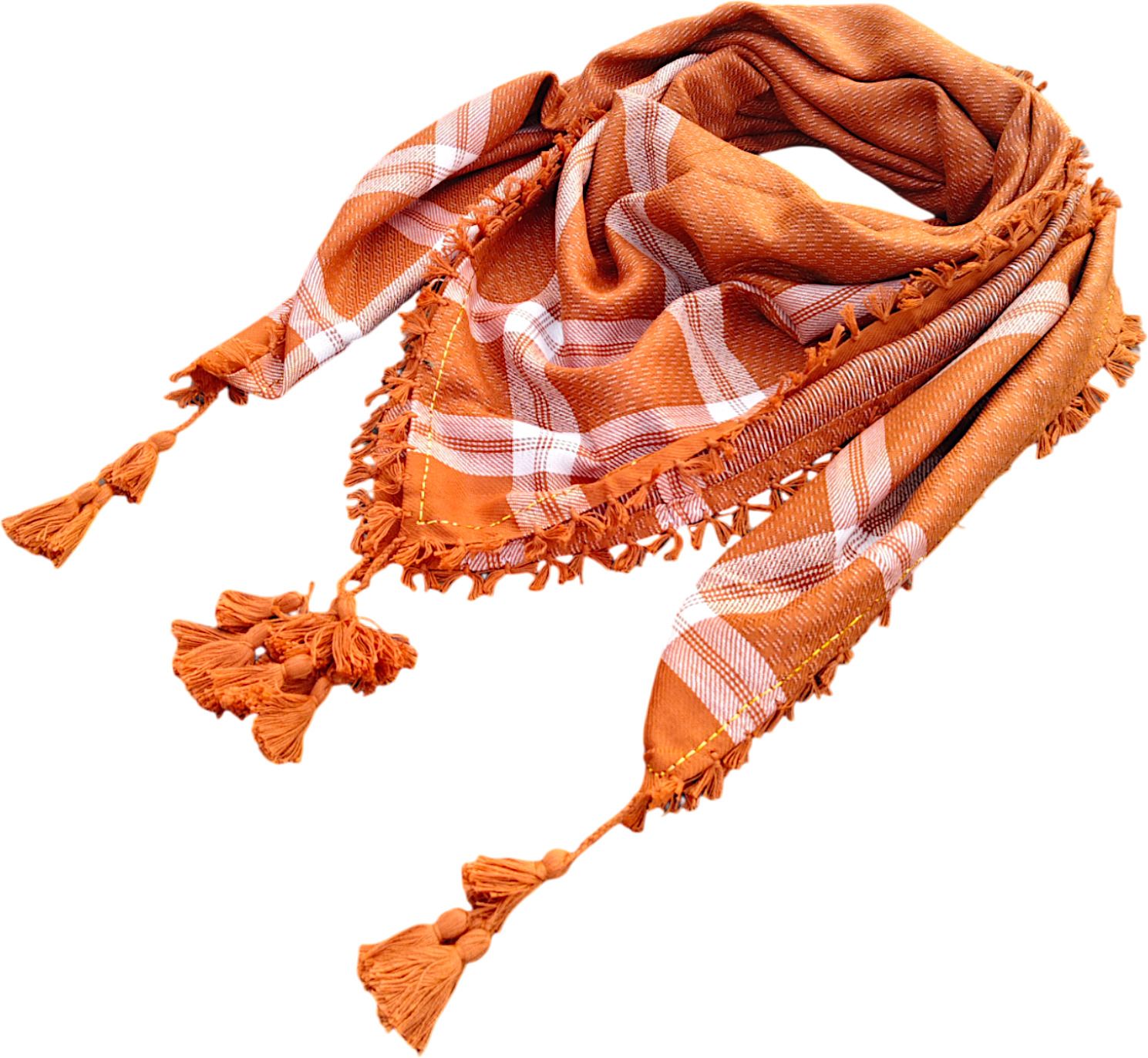 Checkered Wool Blend Men Orange, White Scarf, Stole-image-48