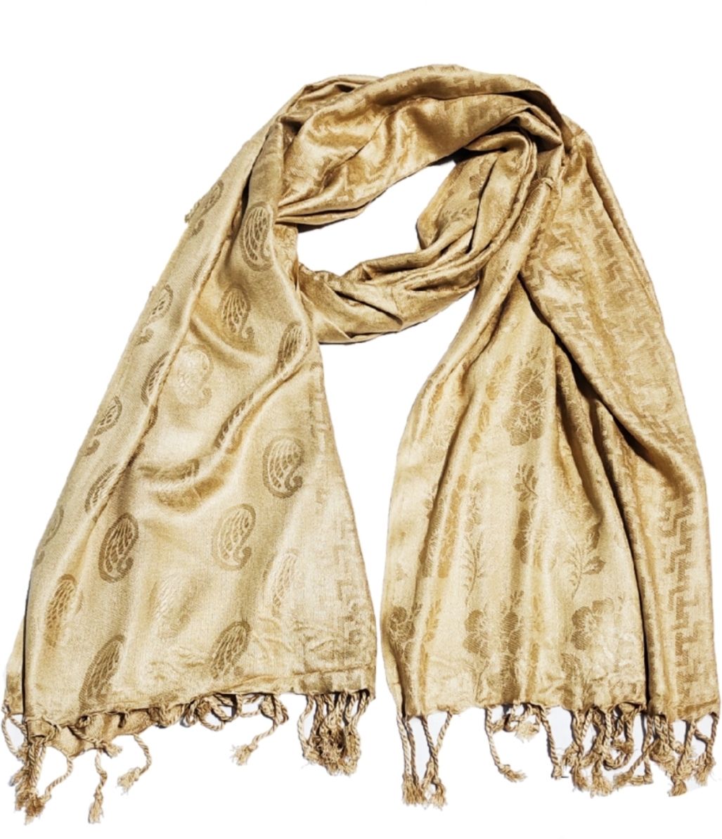 Self Design, Woven Viscose Women Beige Fancy Scarf, Scarf, Stole
