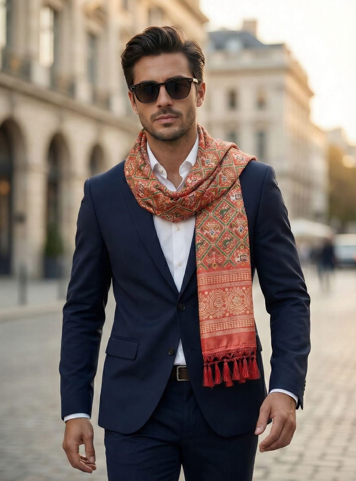 tulsi enterprise Printed Silk Men Pink Stole-picture-10