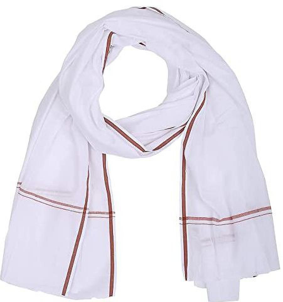 Solid Cotton Blend Men White Scarf