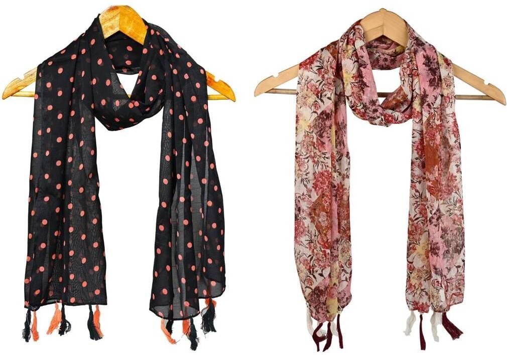 Printed Chiffon Women Multicolor Scarf, Stole, Fancy Scarf-image-44