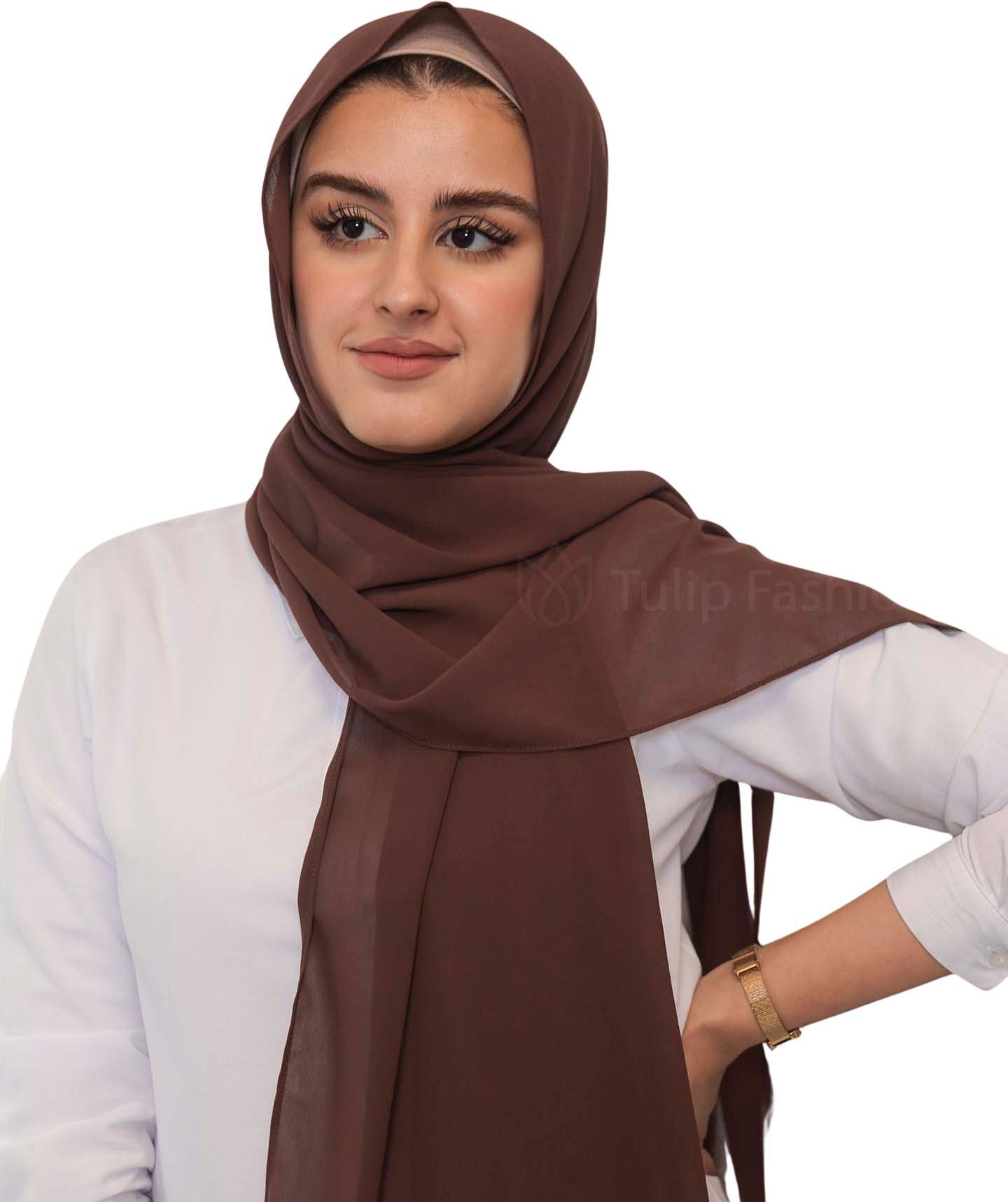masrat collection Self Design Georgette Women Brown Stole-picture-20