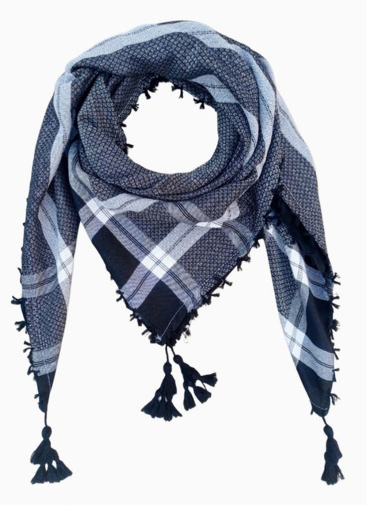 Checkered, Striped, Self Design Cotton Blend Men Black Fancy Scarf, Stole, Scarf, Faux Turtleneck Neck Cover