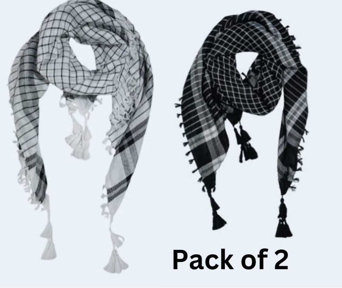 glaimrious store Checkered Pure Cotton Men Black, Black Fancy Scarf-picture-21