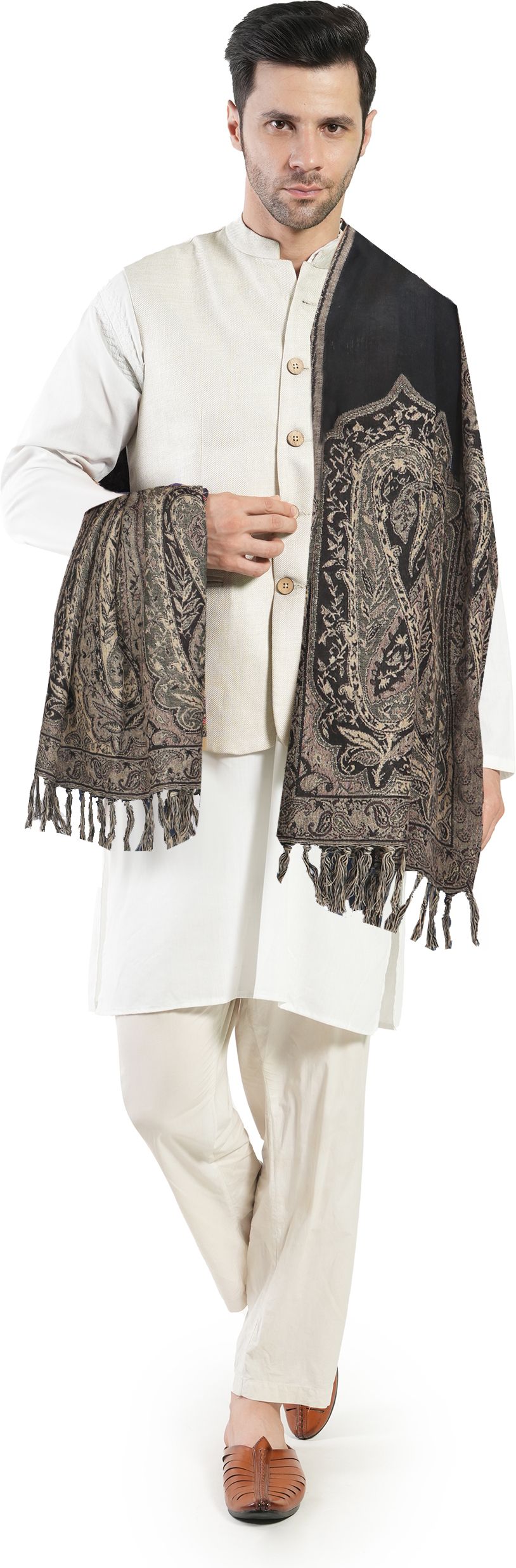 life and style Printed Cotton Blend Men Black Stole-picture-16