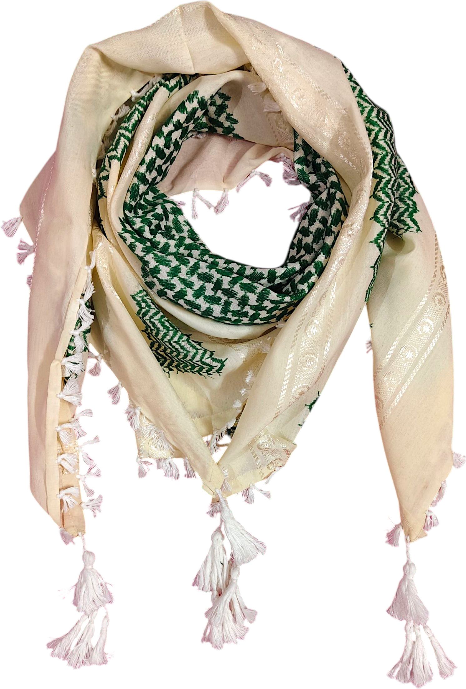 Striped Cotton Blend Men White, Green Fancy Scarf-image-32