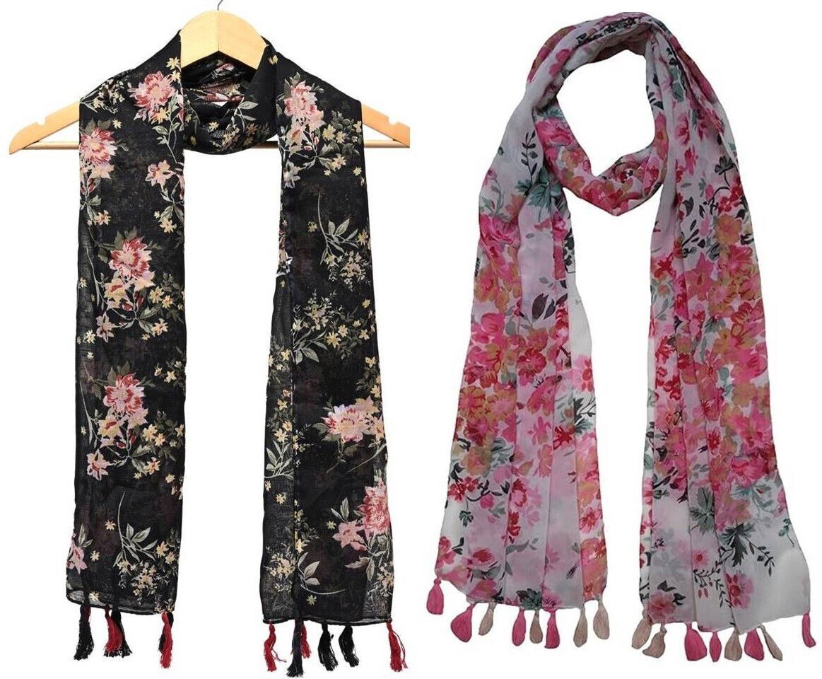 Printed Chiffon Women Multicolor Stole, Scarf, Fancy Scarf-image-24