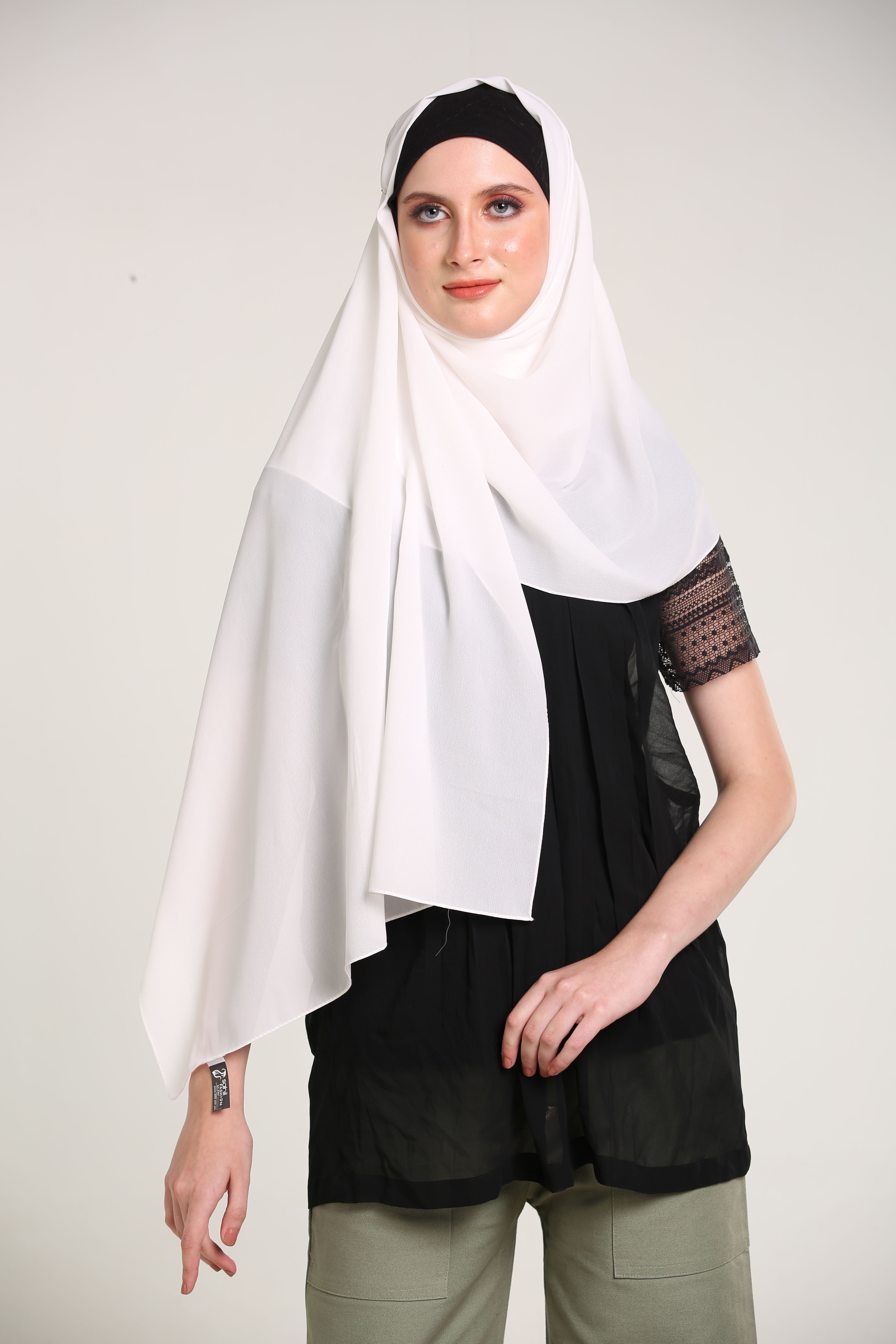 sahil fashion Solid Georgette Women White Scarf-picture-12