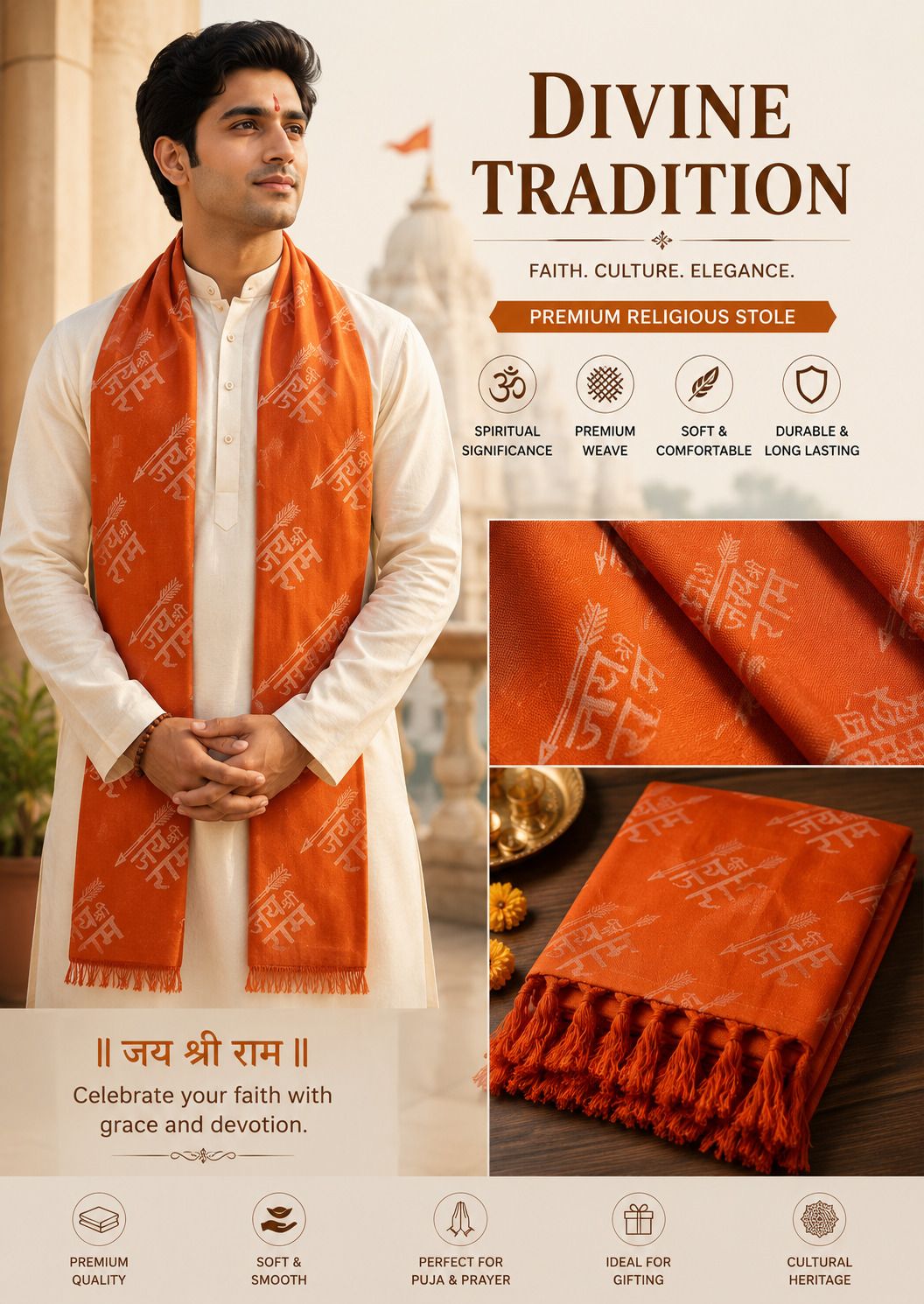 Printed Viscose Men Orange Fancy Scarf, Scarf, Stole-image-32