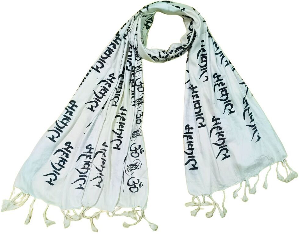 Printed, Self Design Rayon Men White Scarf-image-22