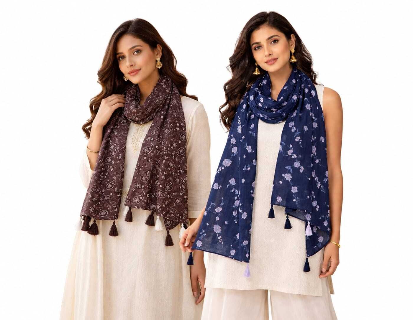 rangmang fashion Solid Cotton Blend Women Multicolor Scarf-picture-51