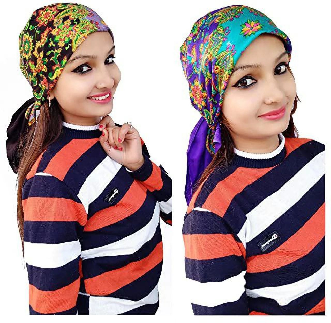 fashion point Printed Wool Blend Women Black, Blue Fancy Scarf-picture-14