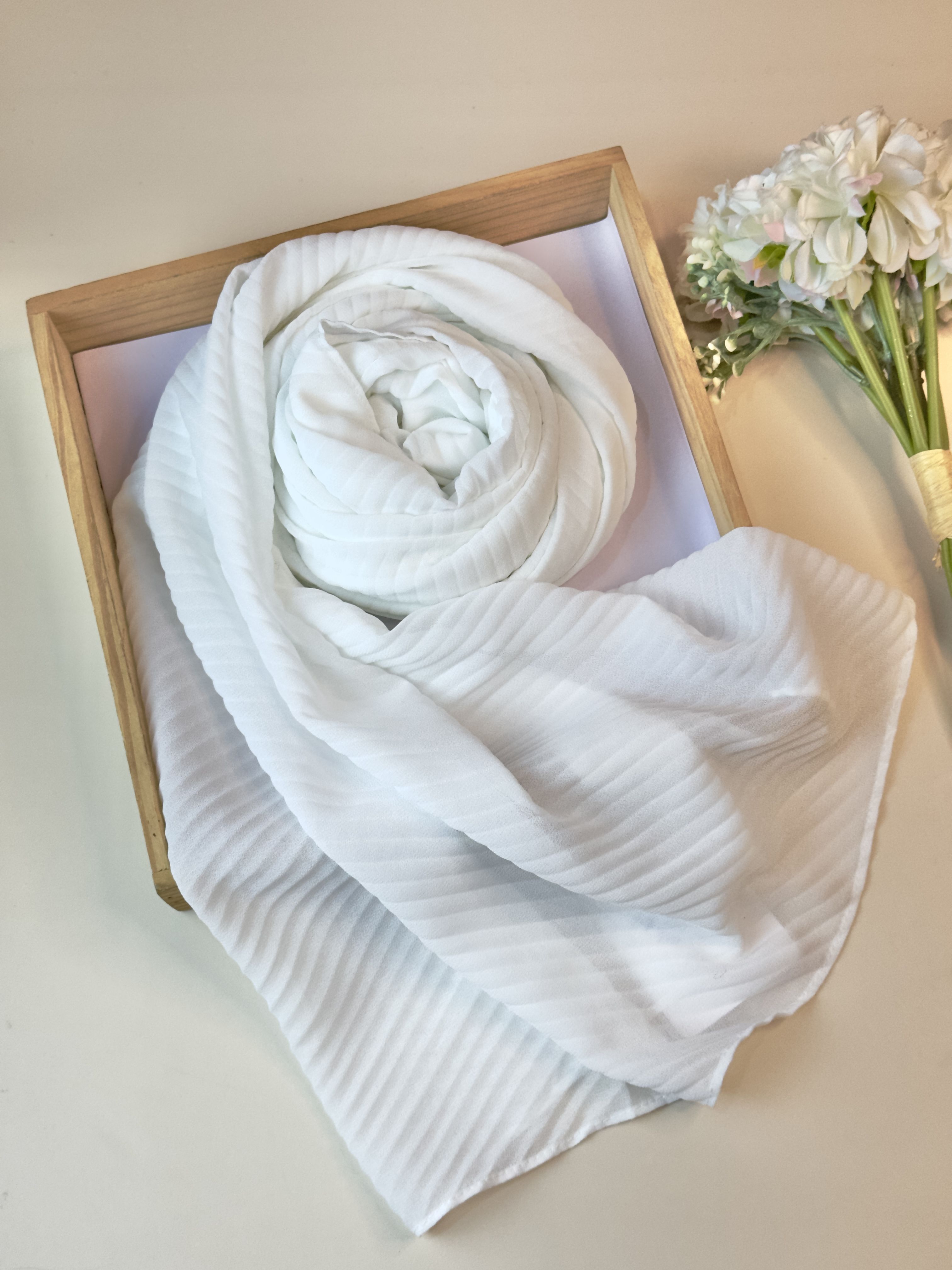 thecartmaxx Solid Georgette Women White Fancy Scarf, Scarf, Stole-picture-15