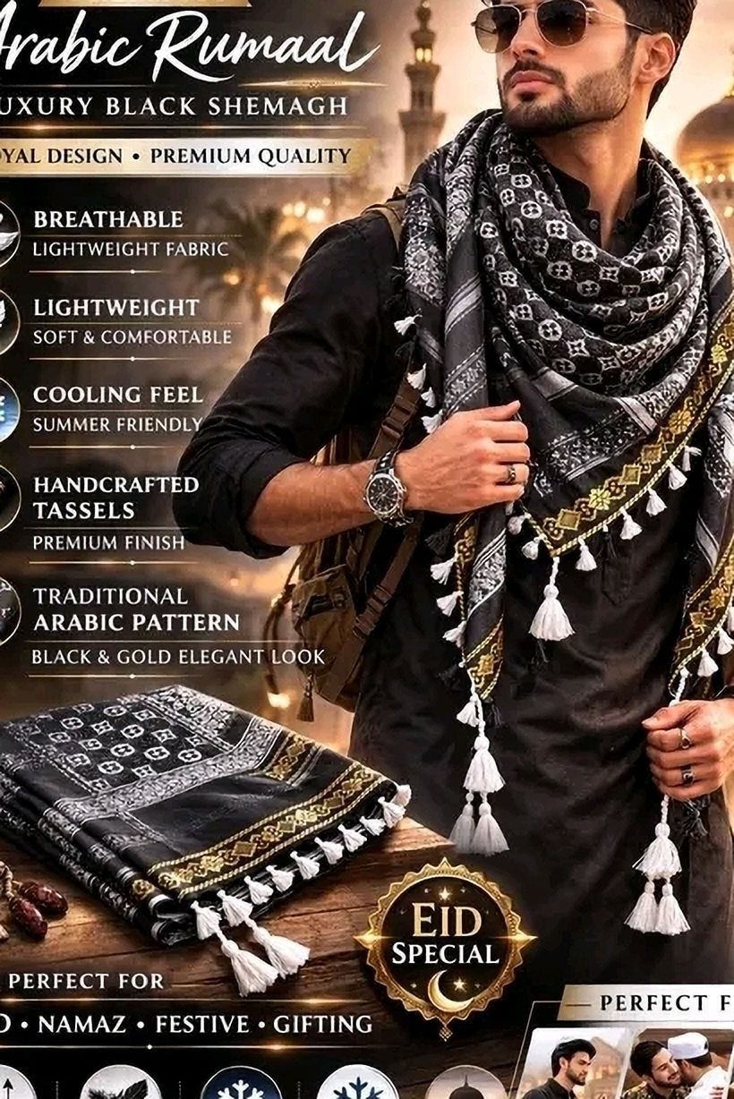 latest fasion Self Design Polycotton Men Black, White Scarf, Bluetooth Scarf, Fancy Scarf-picture-14