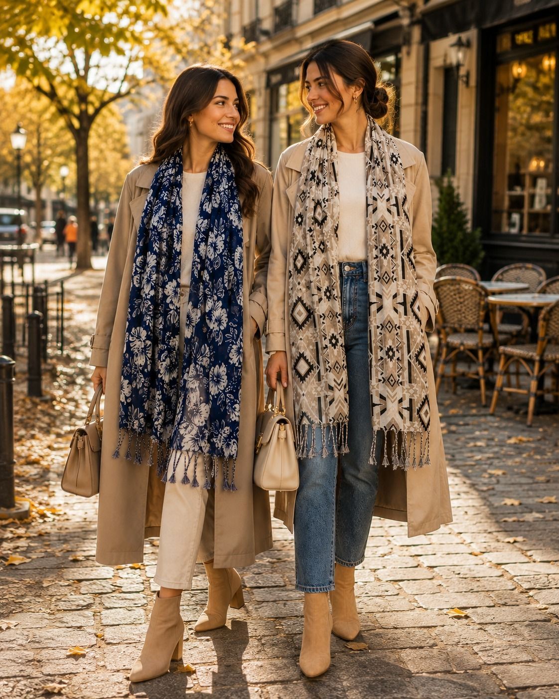 Printed Rayon Women Blue, Brown Scarf-image-32