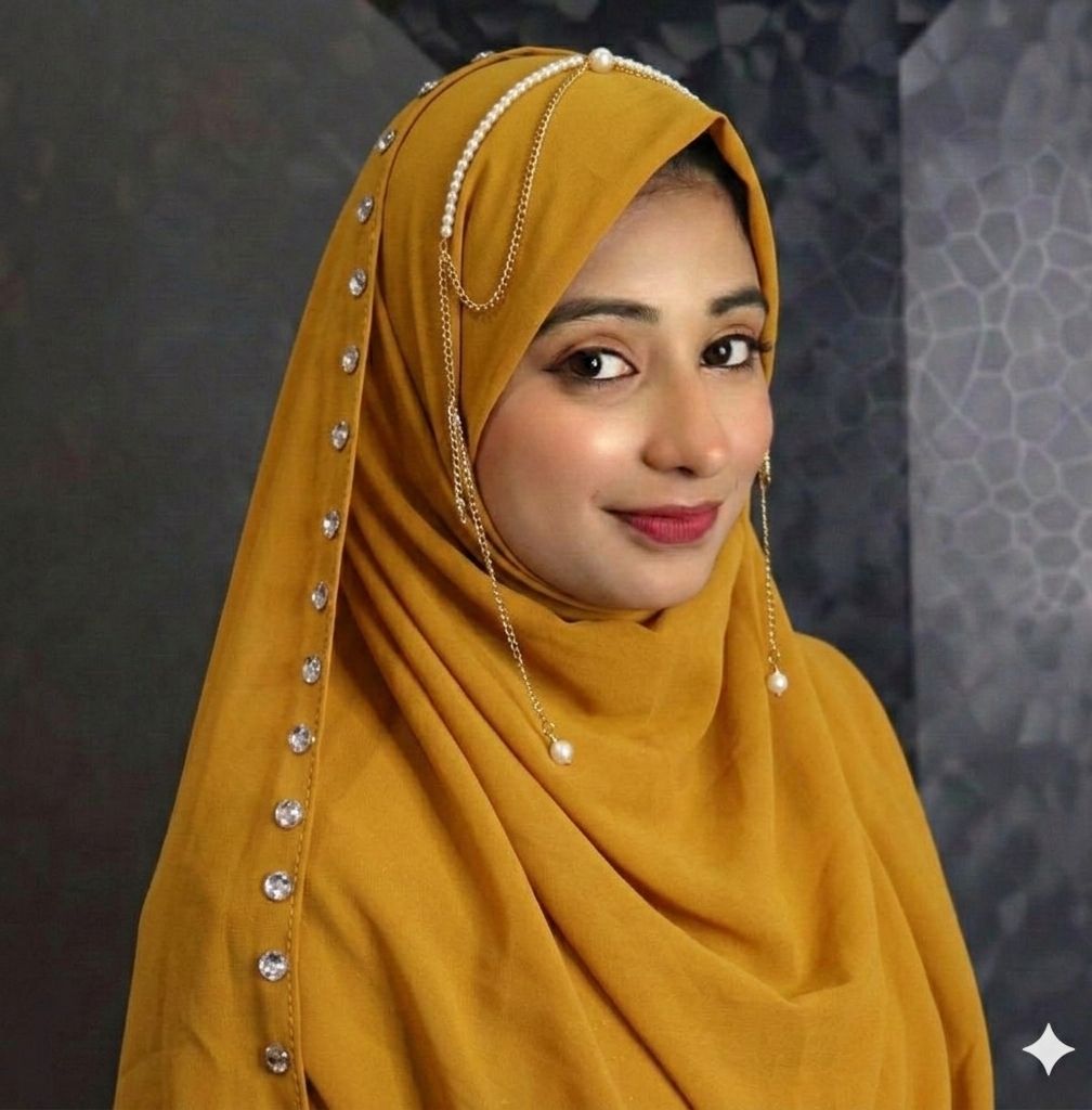 modestgrace Self Design Georgette, Chiffon Women Yellow Faux Turtleneck Neck Cover, Scarf, Bluetooth Scarf, Fancy Scarf, Stole-picture-17