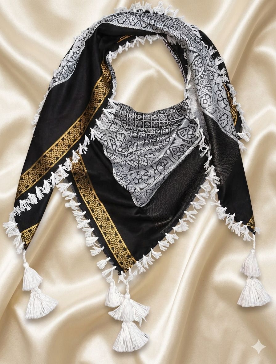 vastrahub Printed Cotton Blend Men Silver, Black, Gold Scarf-picture-23