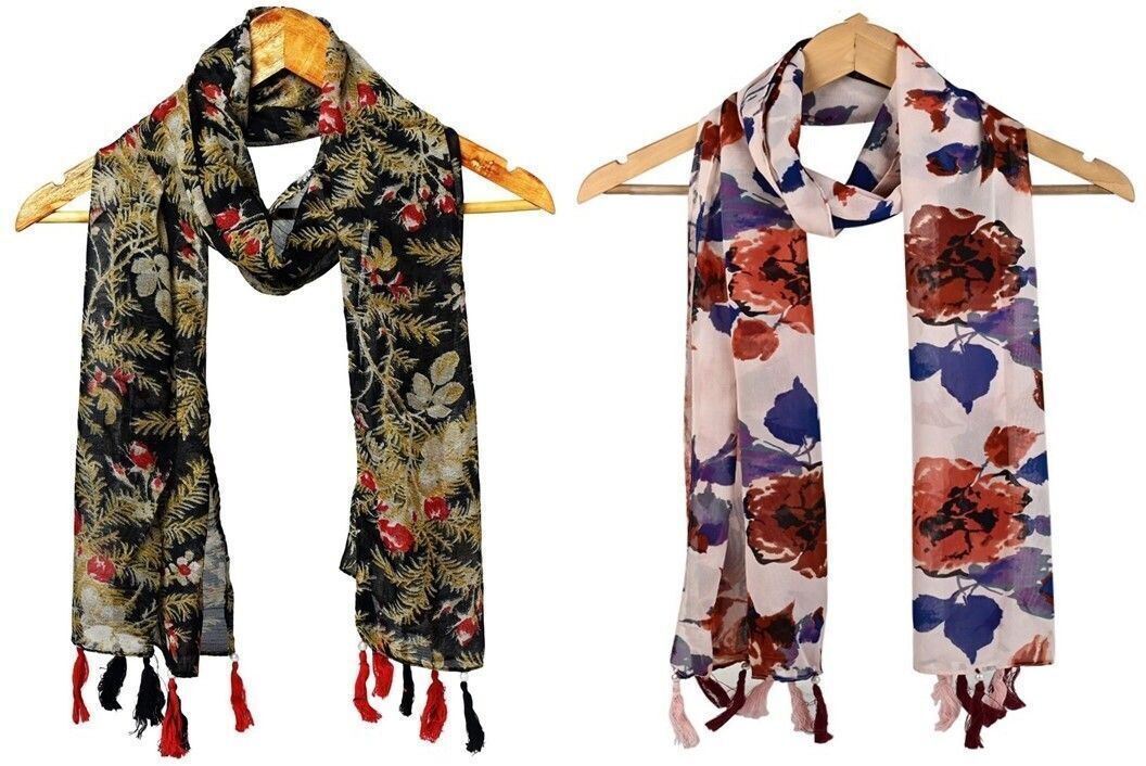 Printed Chiffon Women Multicolor Scarf, Stole, Fancy Scarf-image-26