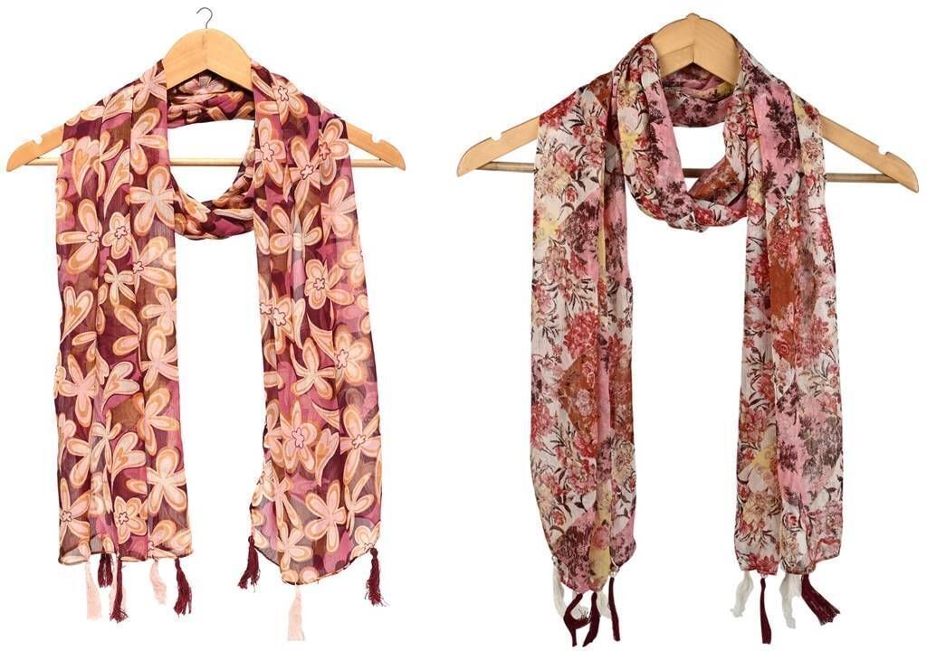 Printed Chiffon Women Multicolor Scarf, Stole, Fancy Scarf-image-30