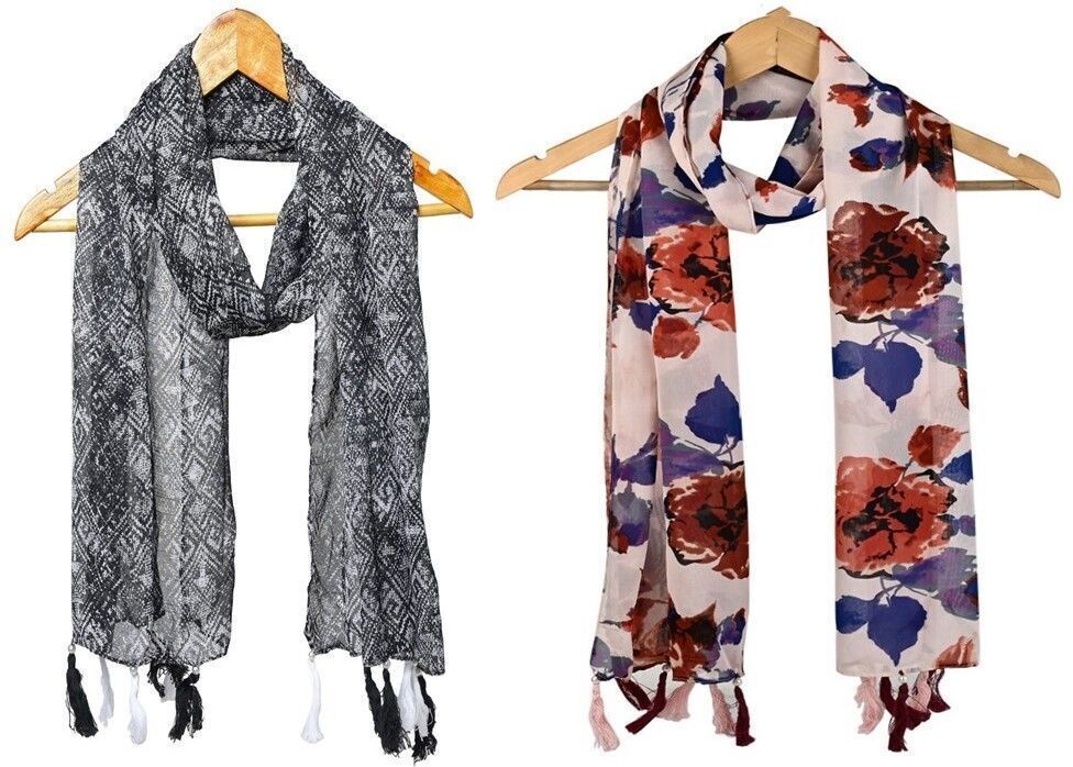 mss Printed Chiffon Women Multicolor Scarf, Stole, Fancy Scarf-picture-32