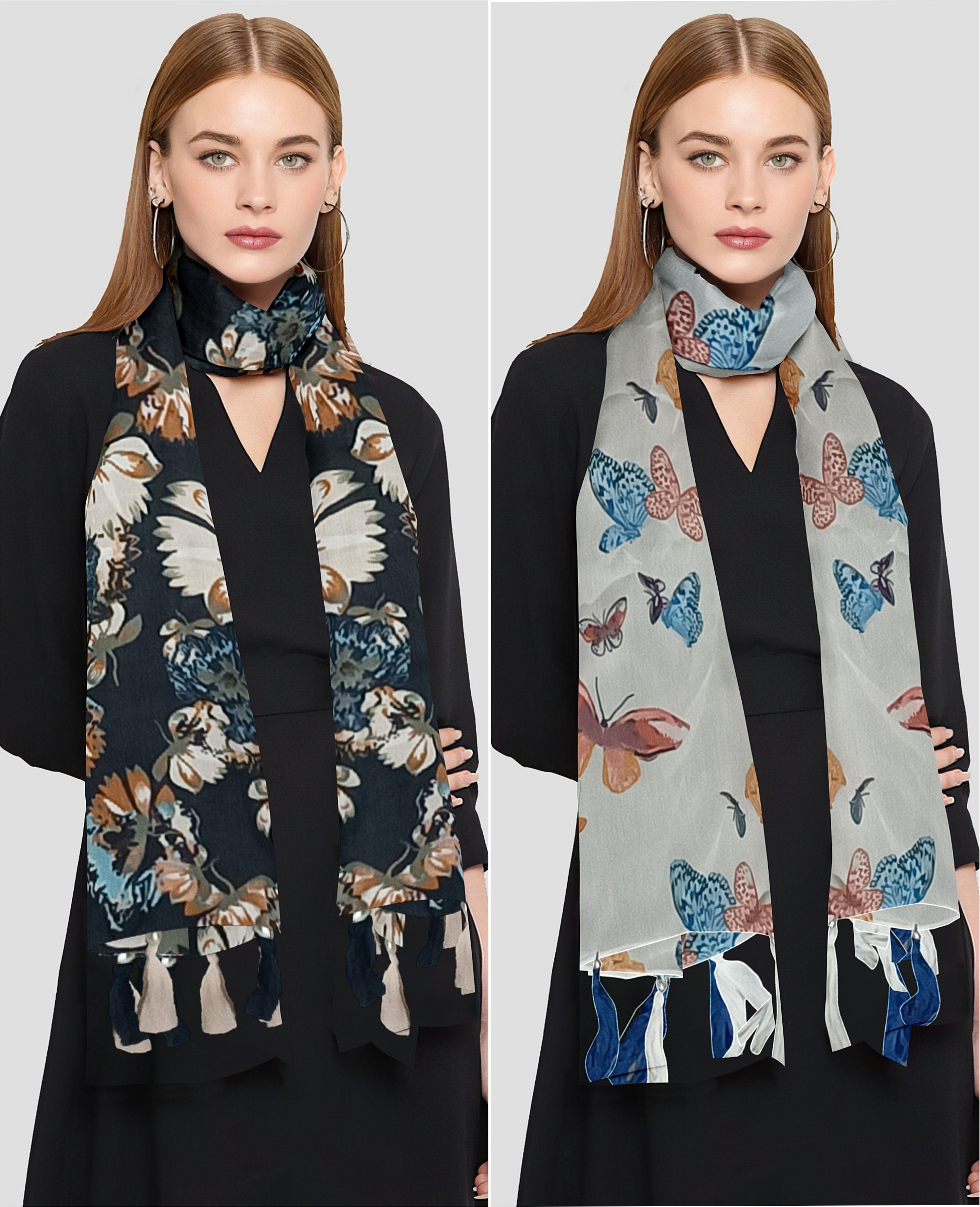 poshampaa Printed Chiffon Women Multicolor Scarf, Stole, Fancy Scarf-picture-10