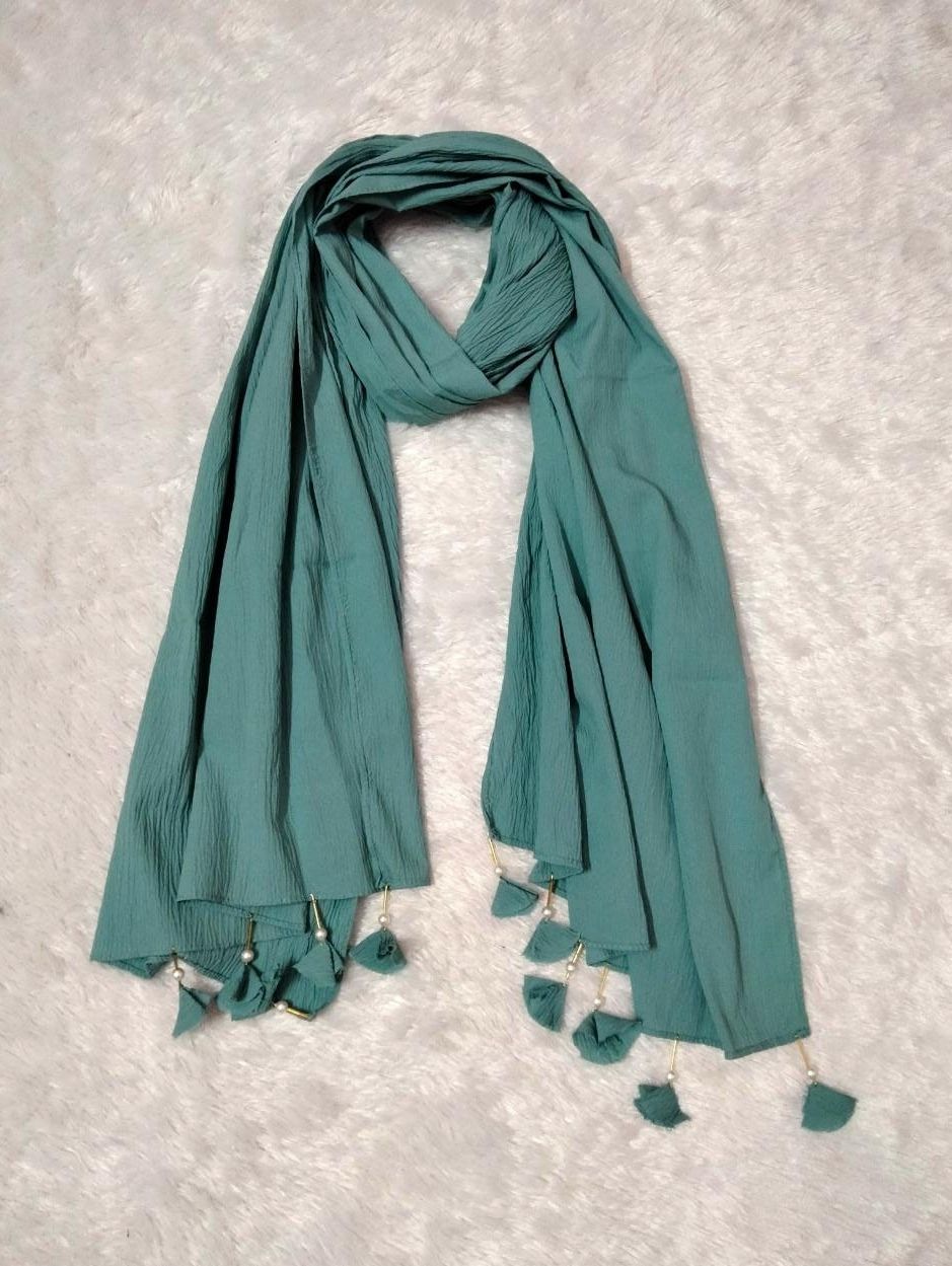 alsaj Solid Cotton Blend Women Blue Scarf, Stole-picture-16