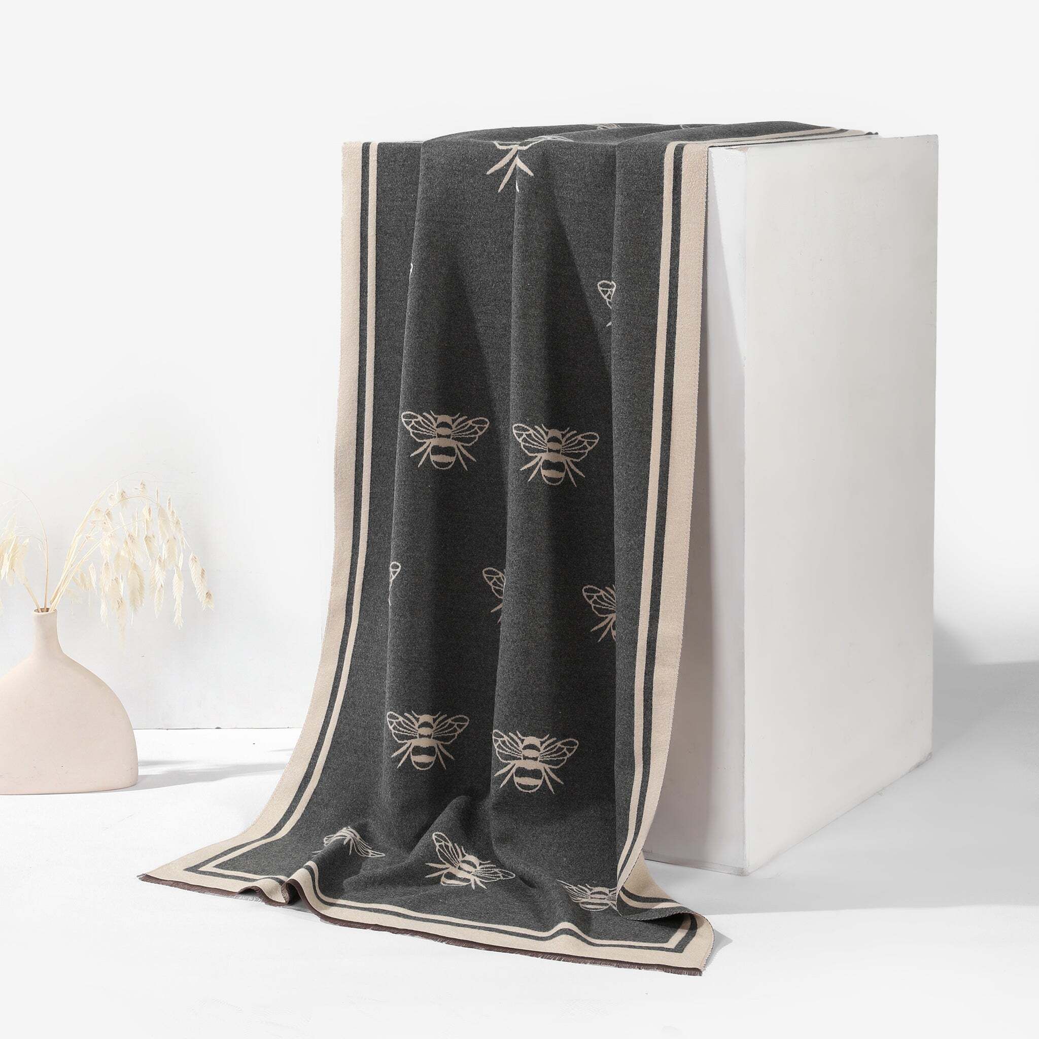Woven Pure Cotton Men Grey, Beige Stole-image-39