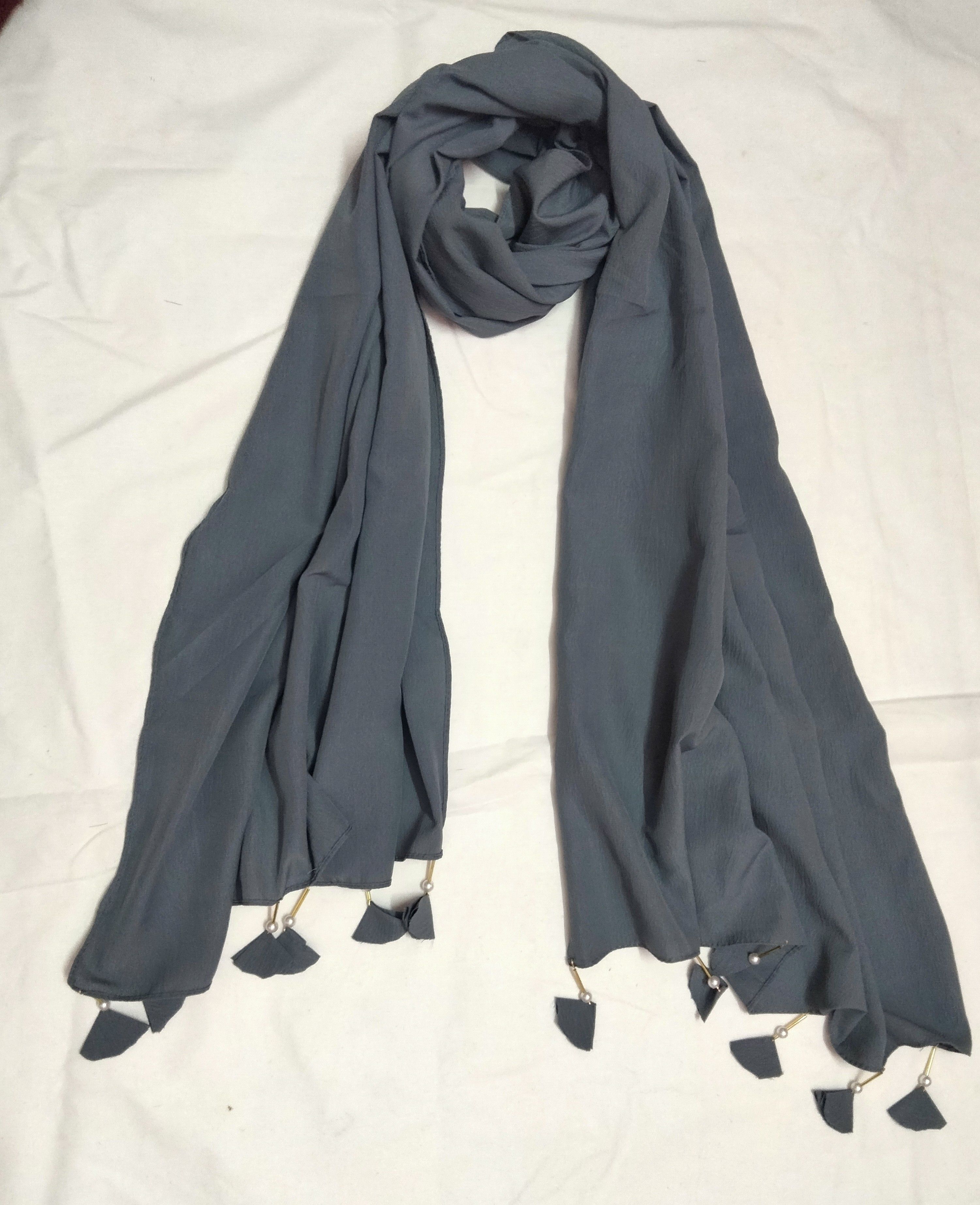 Self Design Chiffon Women Grey Stole-image-39