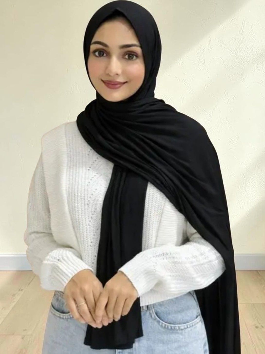 stride up Solid Pure Cotton Women Black Scarf-picture-18