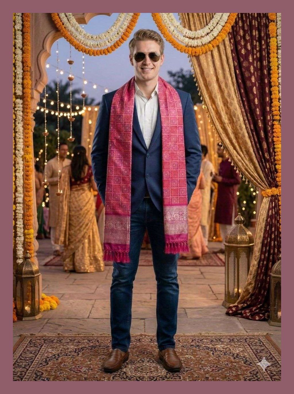 shura enterprise Printed Silk Men Pink Stole-picture-35