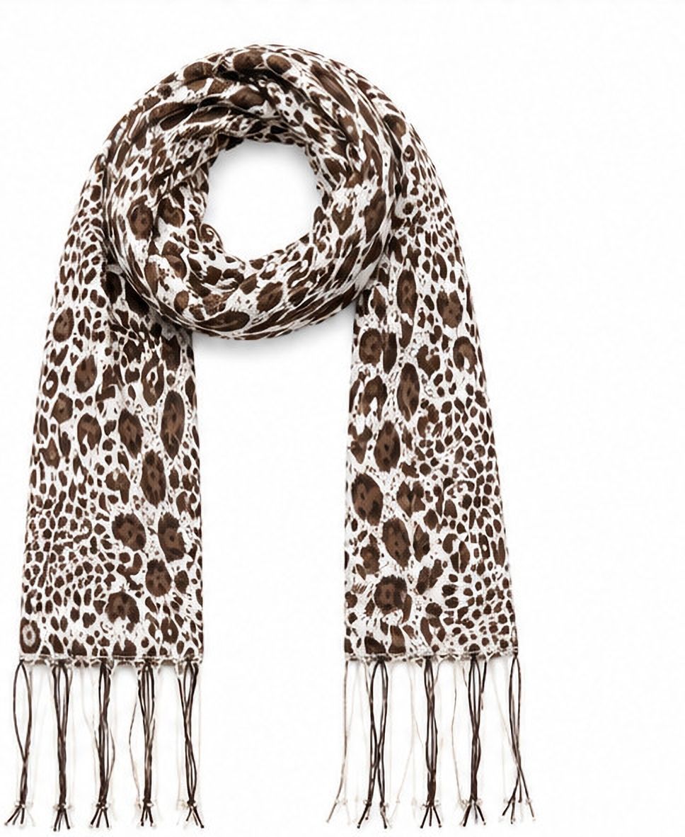 Animal Print Viscose Women Brown, White Stole-image-36