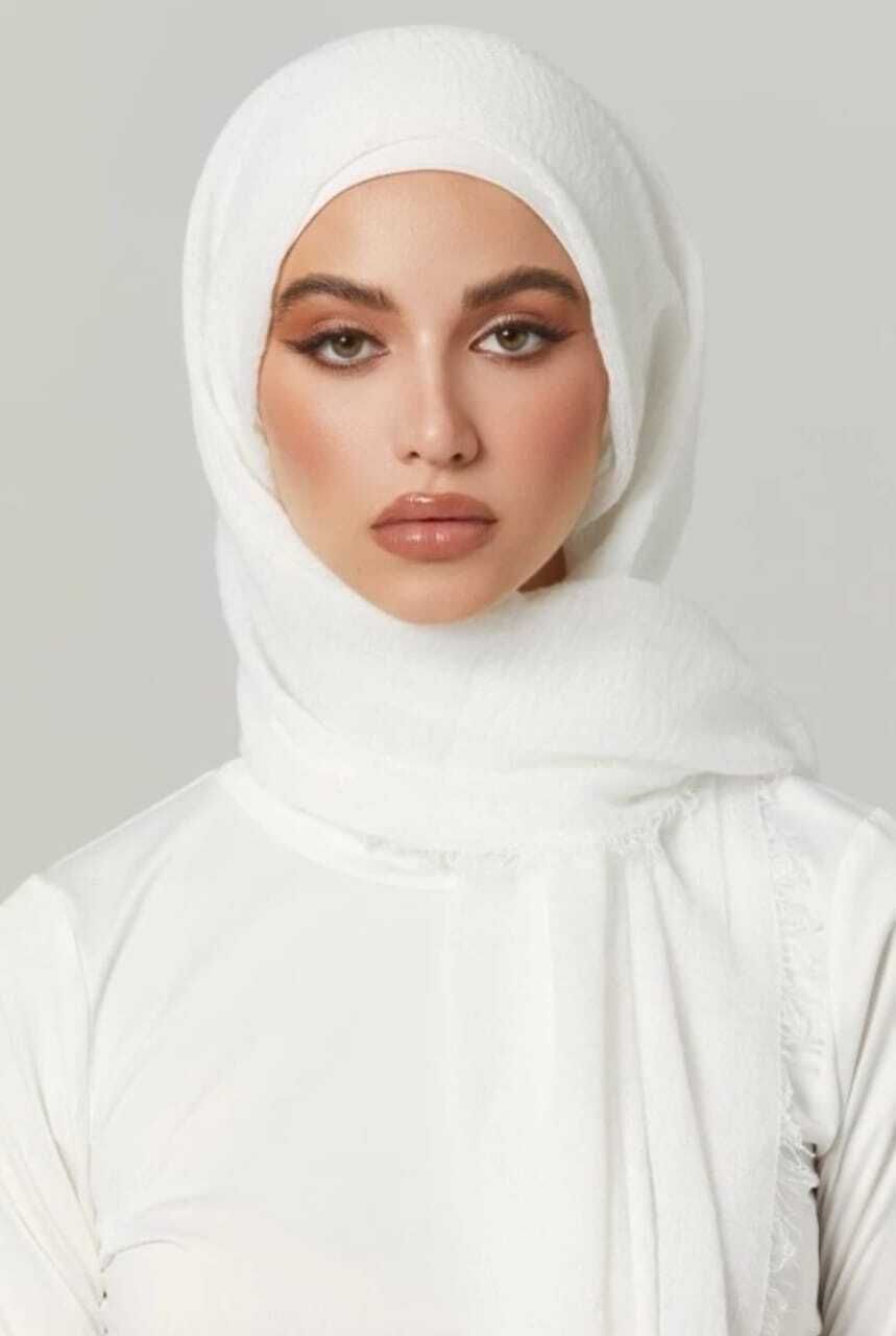 Solid Pure Cotton Women White Stole-image-11