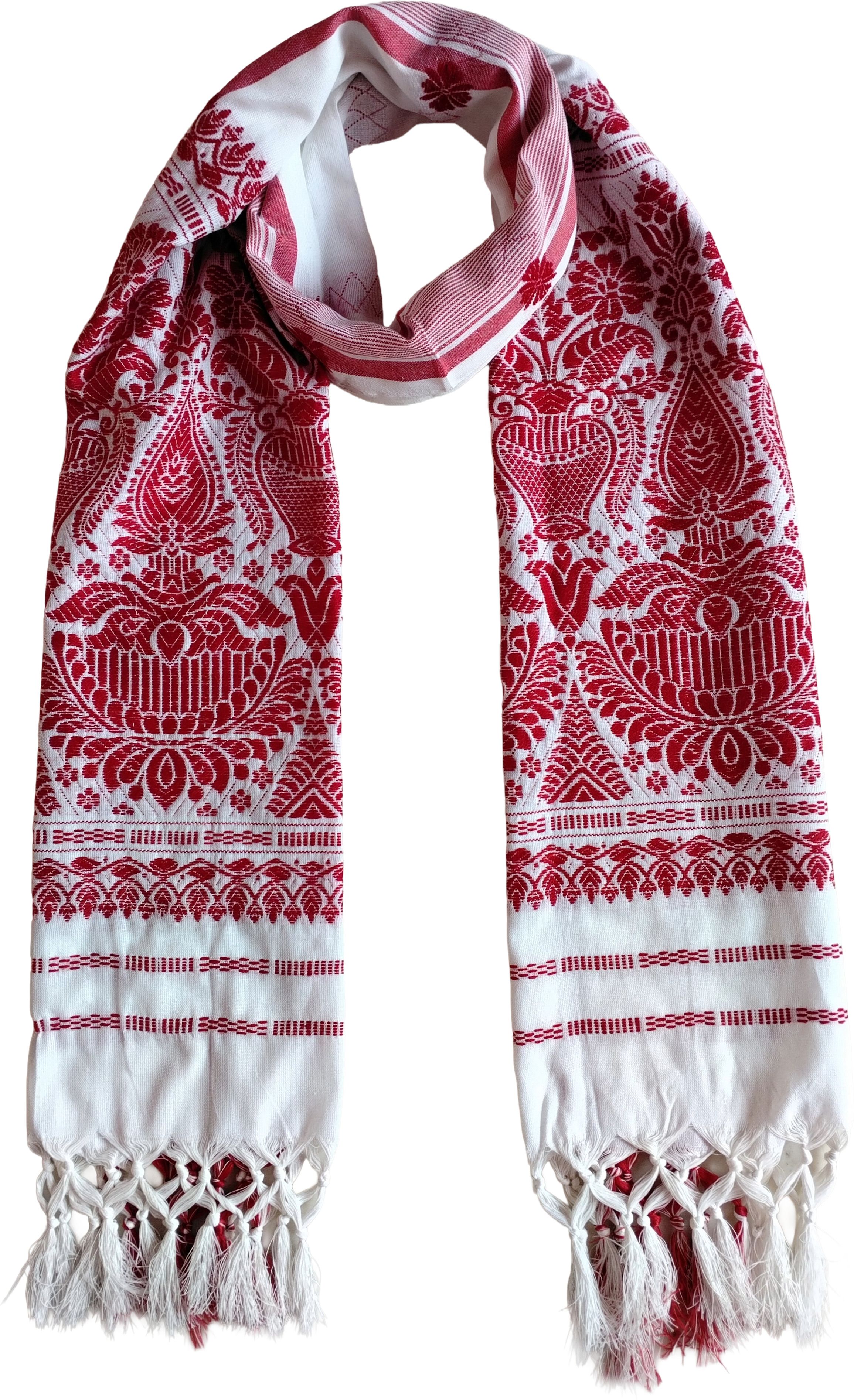 Embroidered Pure Cotton Men White Scarf-image-18