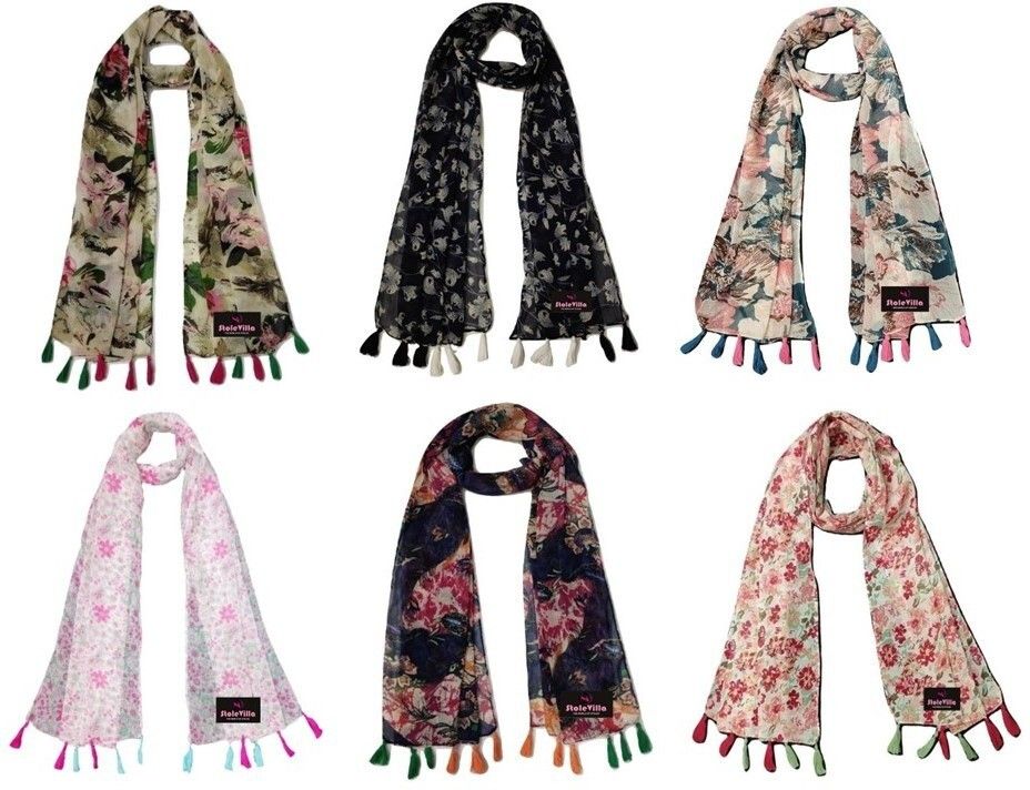 stolevilla Printed Chiffon Women Multicolor Scarf, Stole, Fancy Scarf-picture-14