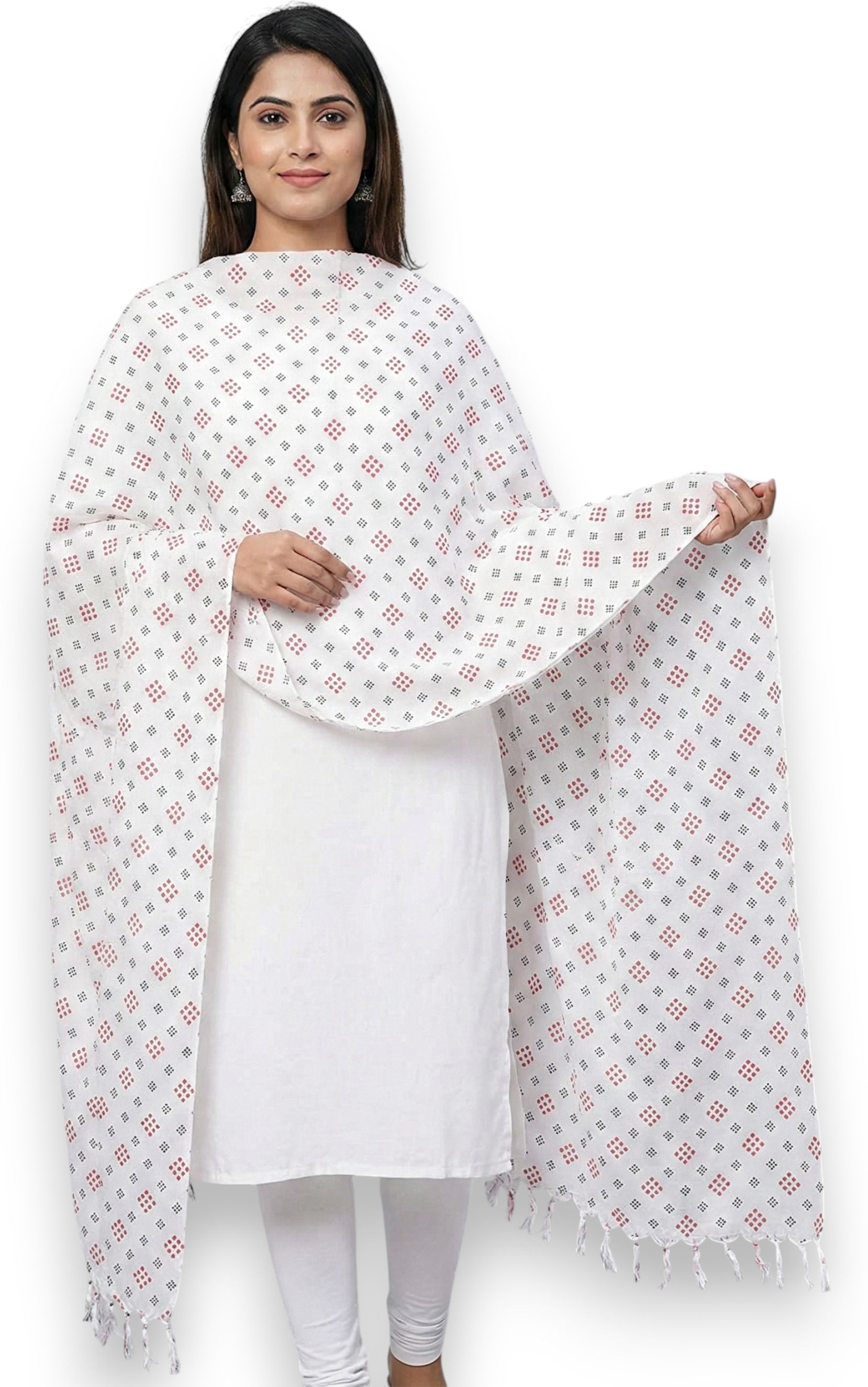 Printed Rayon Women White Stole, Scarf-image-37