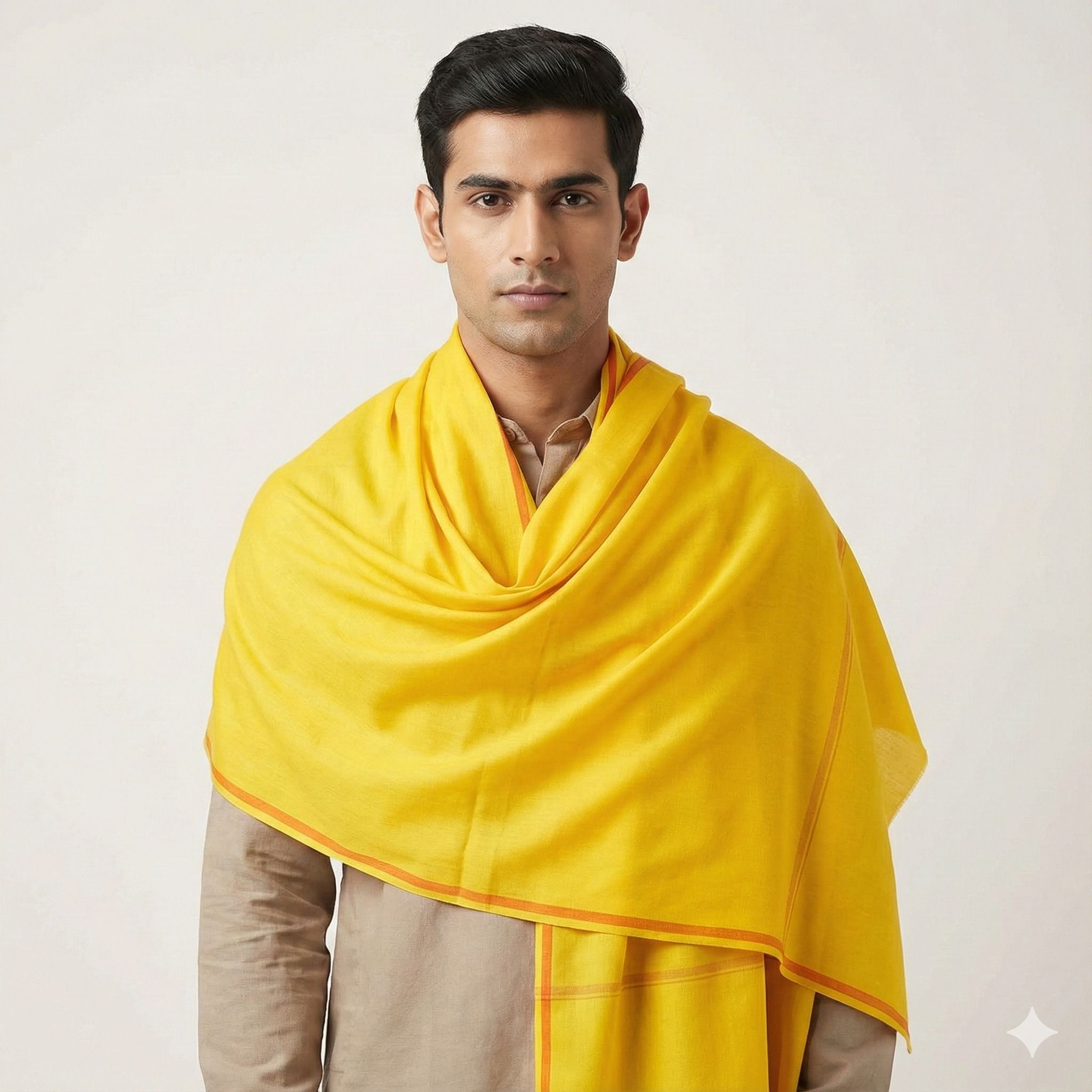 complayyer Printed Pure Cotton Men Yellow Scarf-picture-10