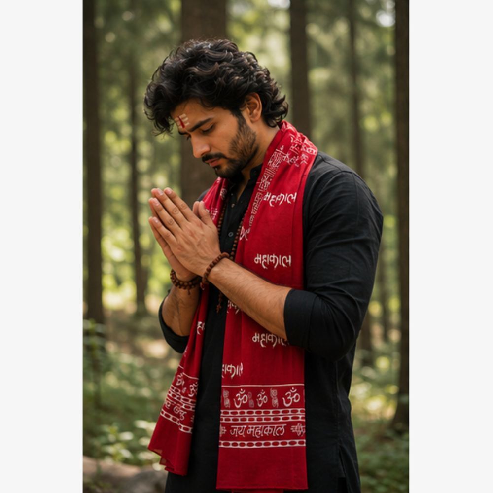 fabricium Printed, Self Design Pure Cotton Men Red Fancy Scarf, Scarf, Stole-picture-27