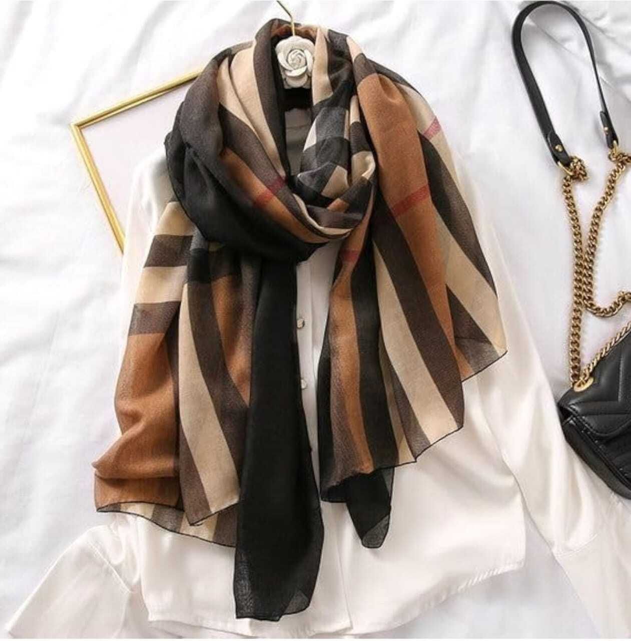 zahidandsons Printed Viscose Women Brown Stole, Scarf, Fancy Scarf-picture-28