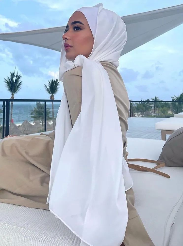 habibisfashion Solid Georgette Women White Scarf, Fancy Scarf, Stole-picture-29