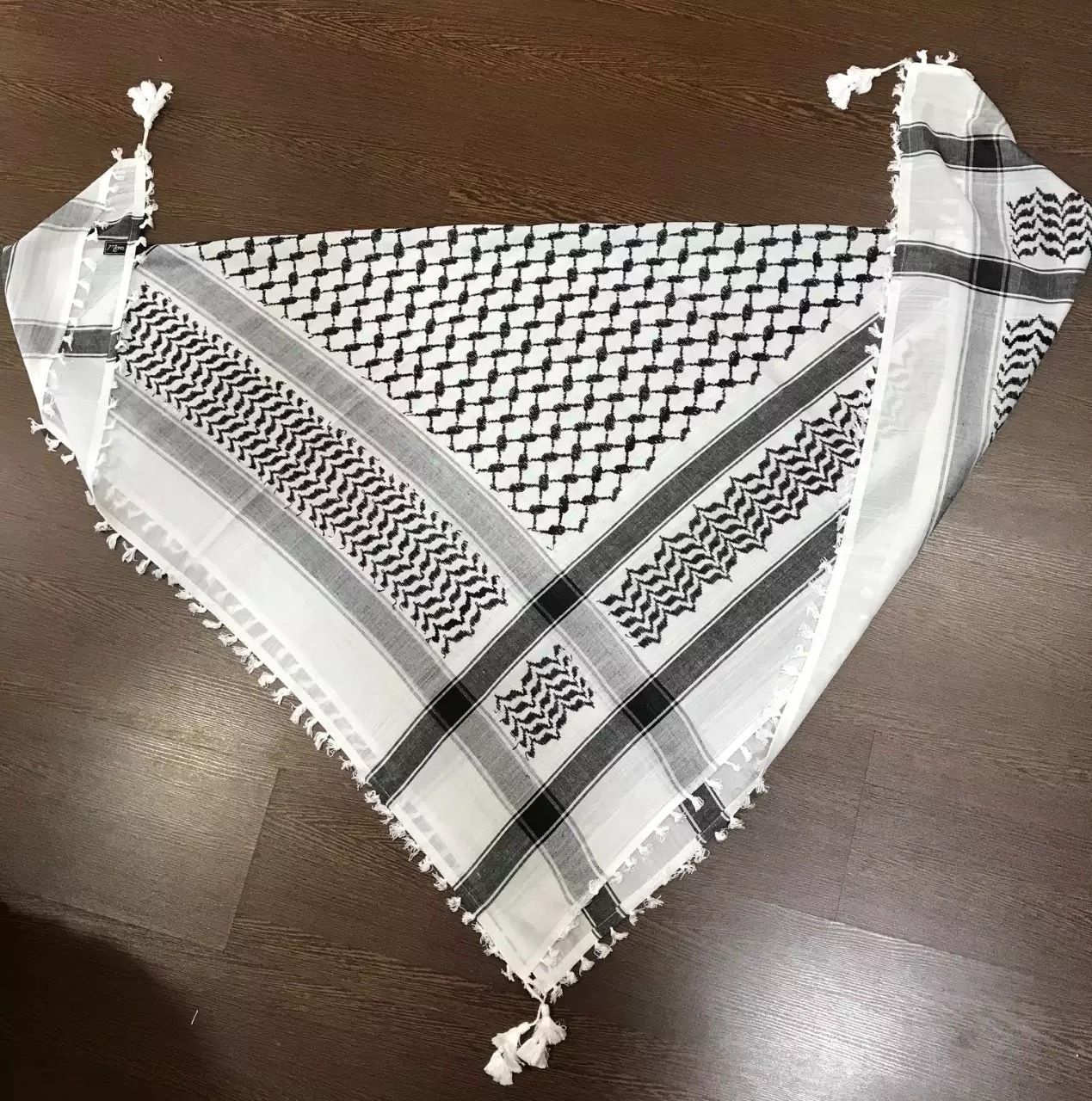 Woven Pure Cotton Men White, Black Scarf