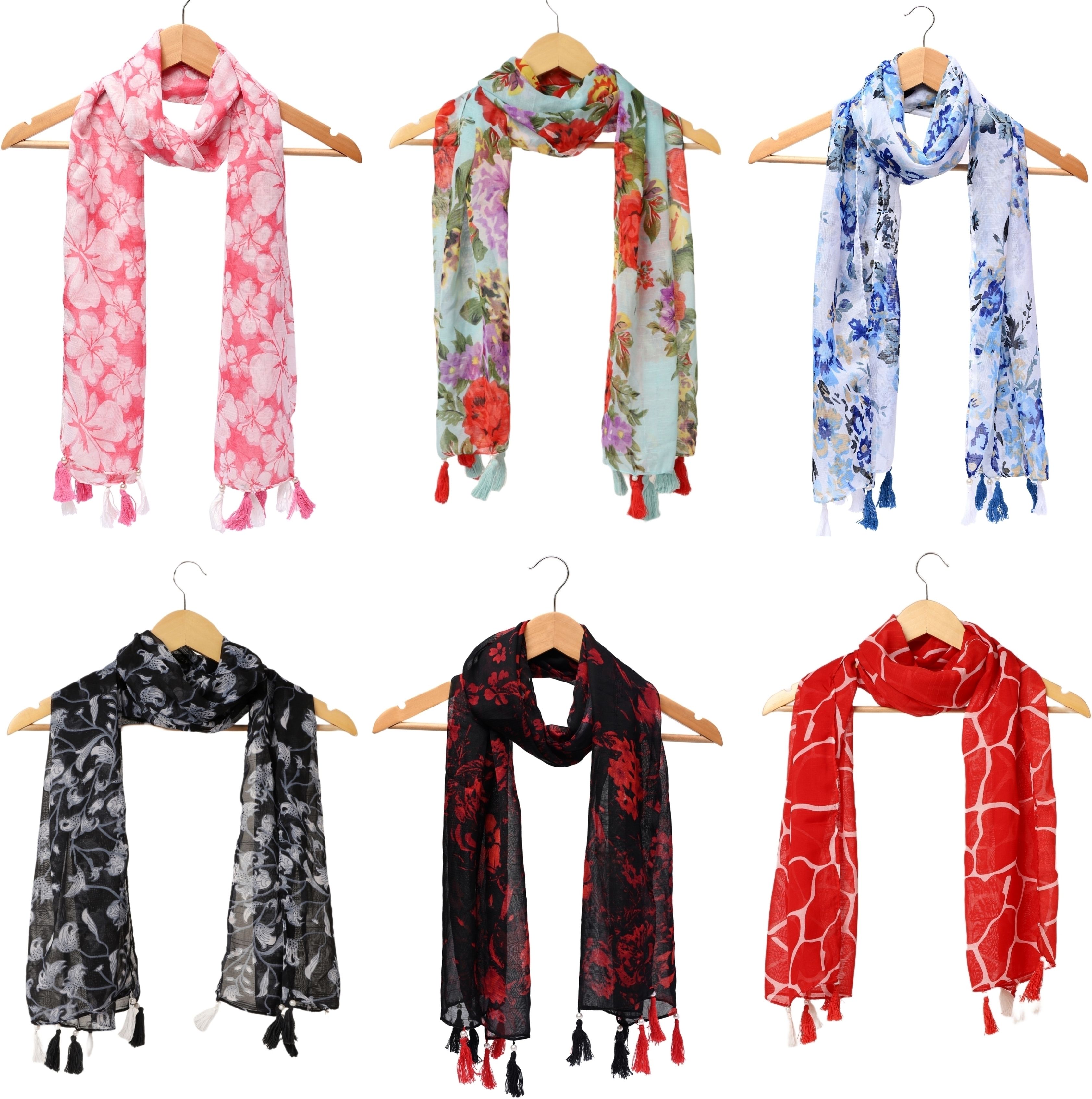 riddle needle Floral Print Chiffon Women Multicolor Stole, Scarf, Fancy Scarf-picture-44