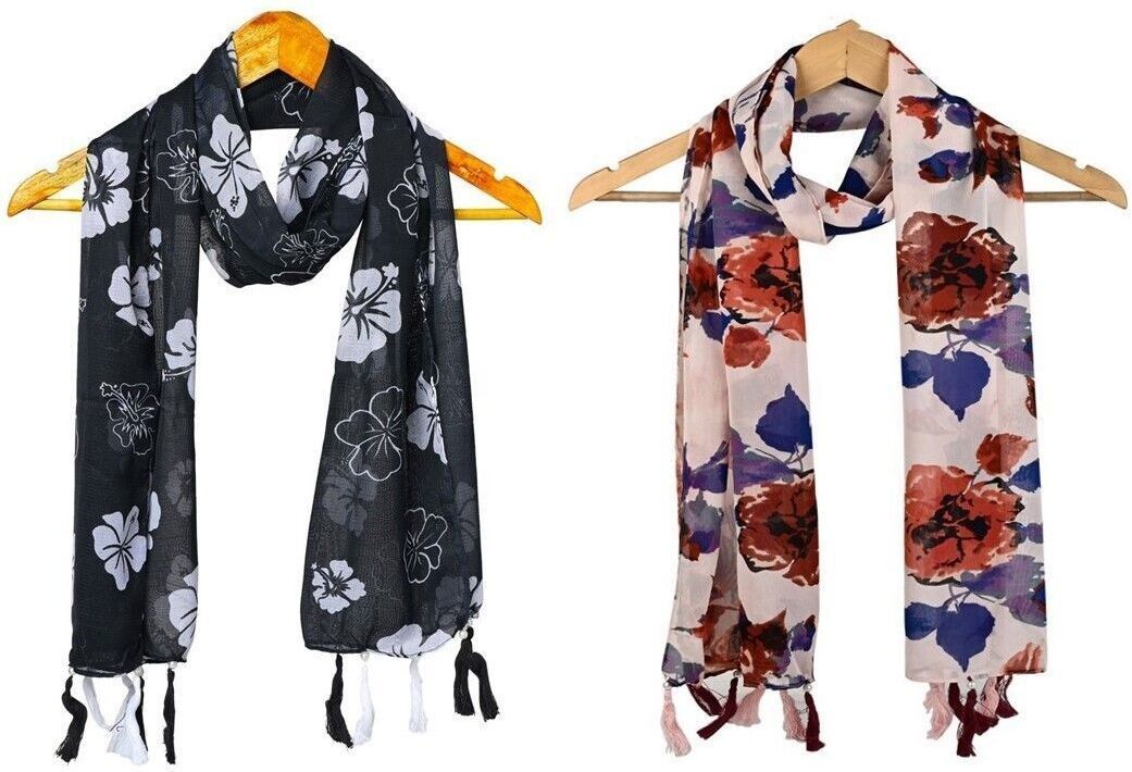 mss Printed Chiffon Women Multicolor Scarf, Stole, Fancy Scarf-picture-30