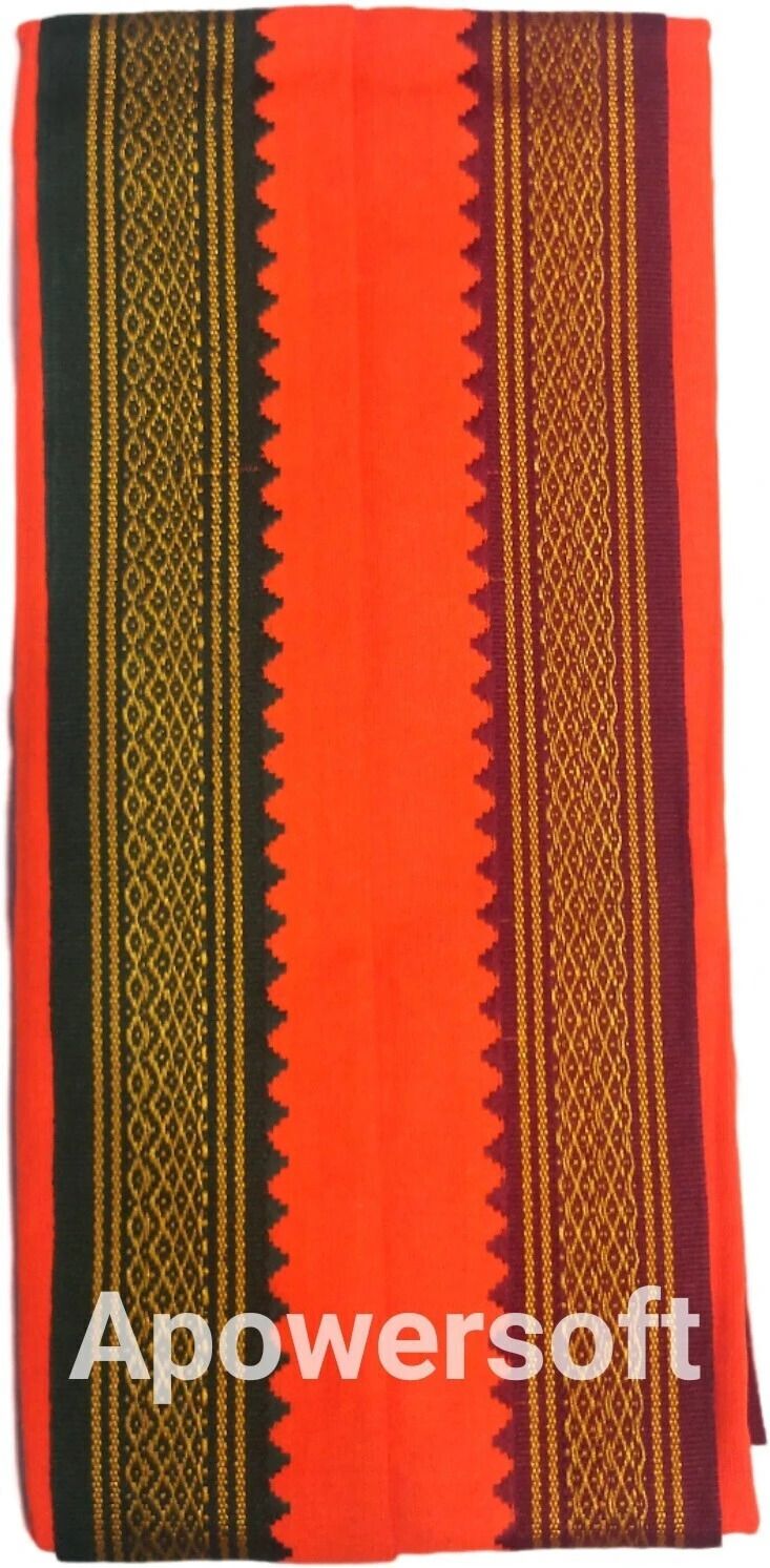 Solid Pure Cotton Men Orange Stole, Stole-image-18