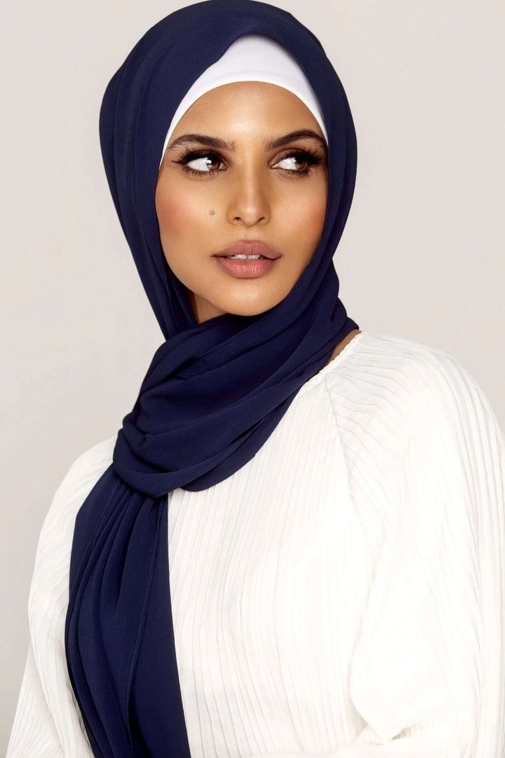 habibisfashion Solid Georgette, Chiffon Women Blue Faux Turtleneck Neck Cover, Scarf, Bluetooth Scarf, Fancy Scarf, Stole-picture-10