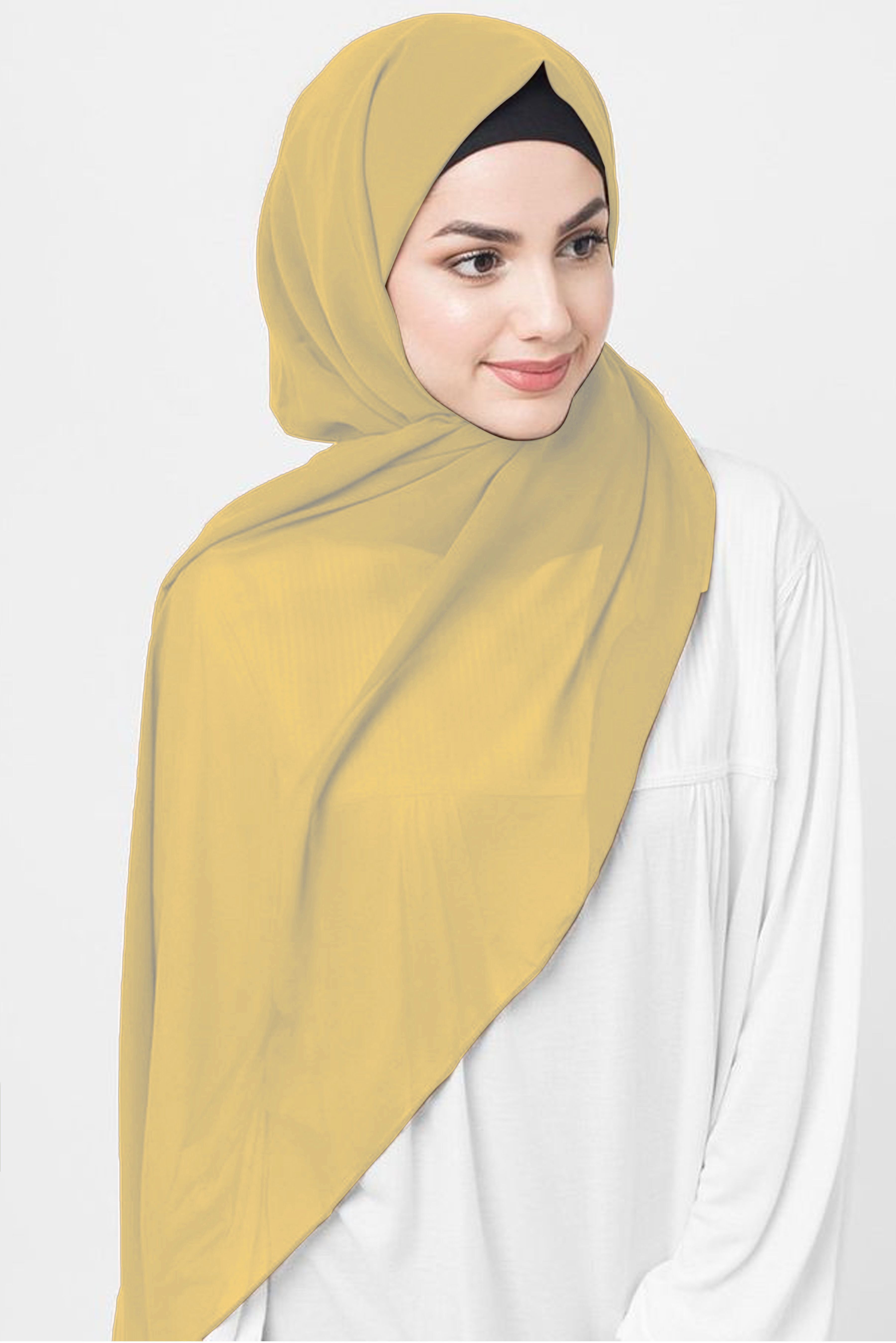 Solid Georgette Women Gold Stole