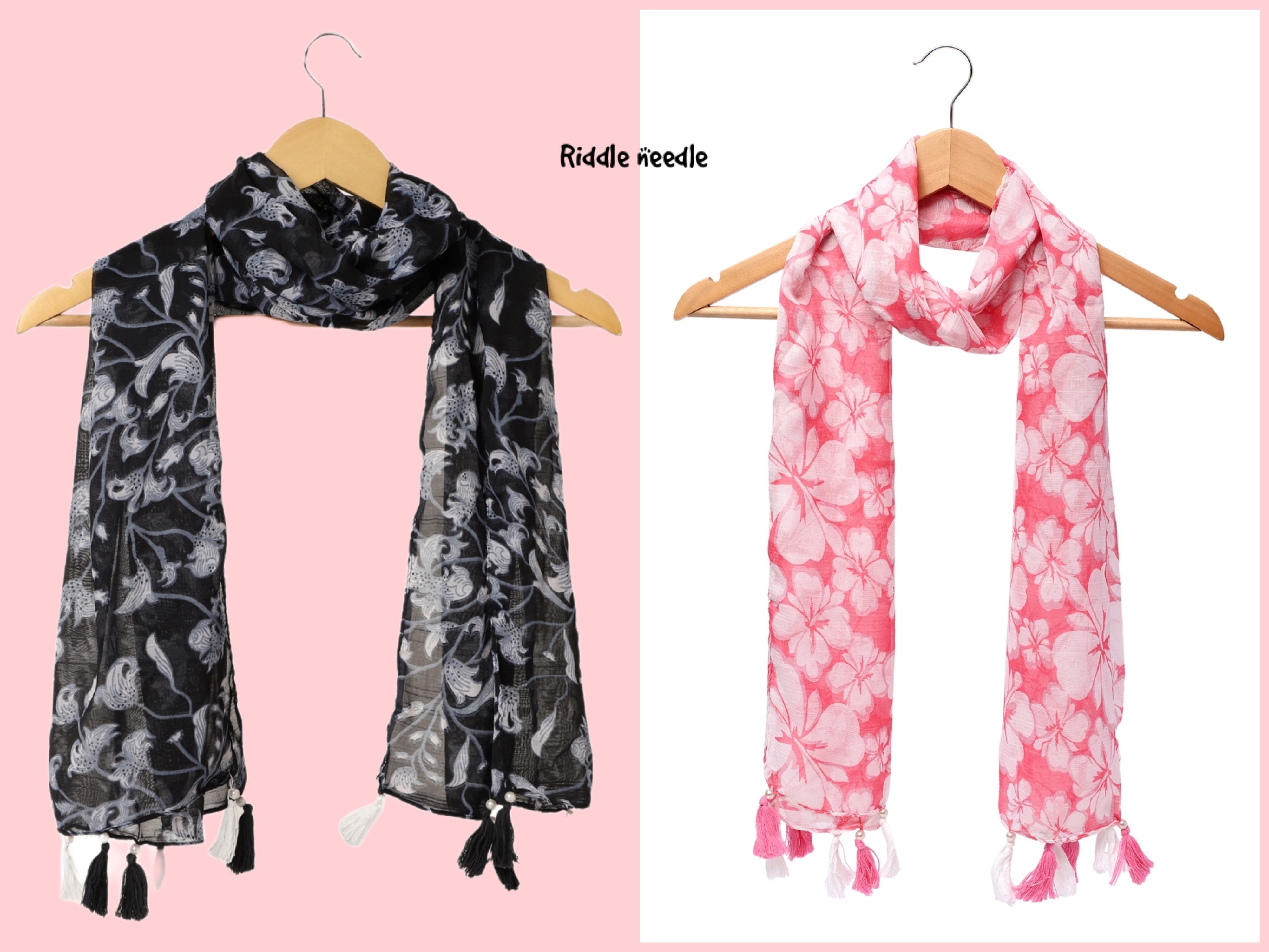 riddle needle Printed Chiffon Women Multicolor Stole-picture-27