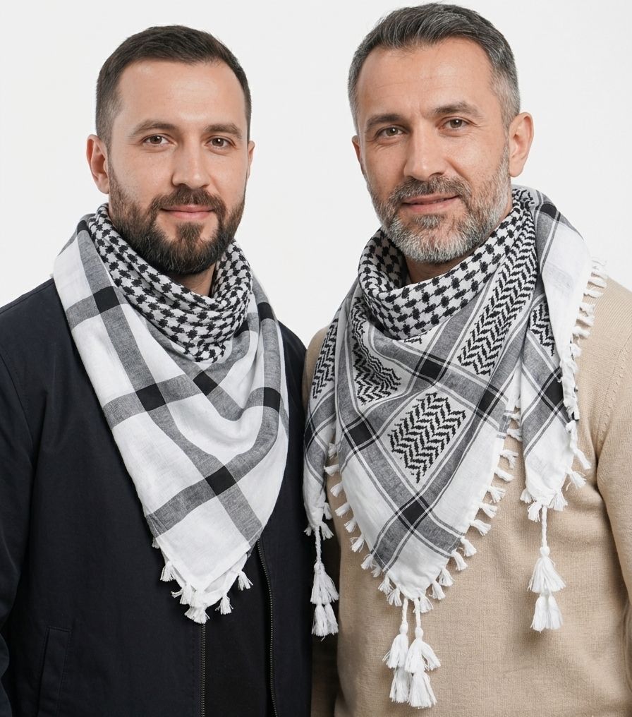 accessoryhub Checkered Cotton Blend Men Black, White Scarf-picture-14