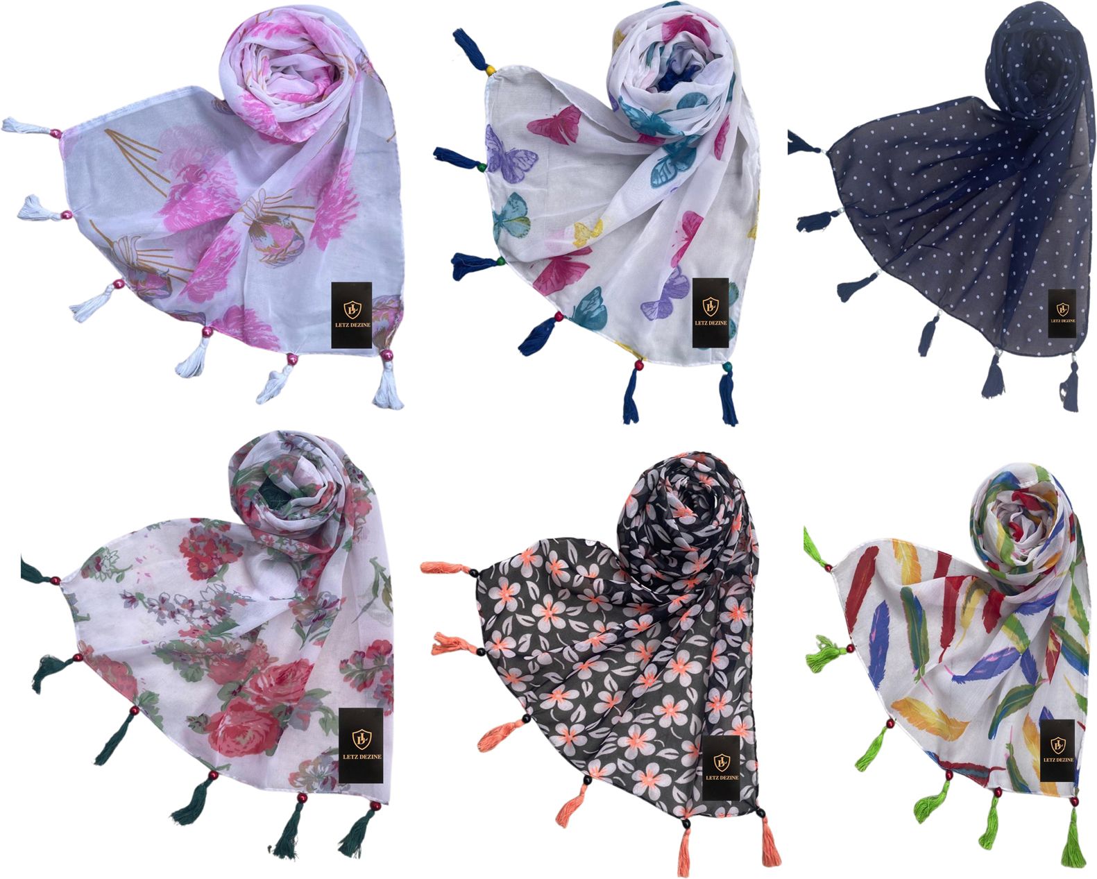 letz dezine Printed Chiffon Women Multicolor Scarf, Stole-picture-21