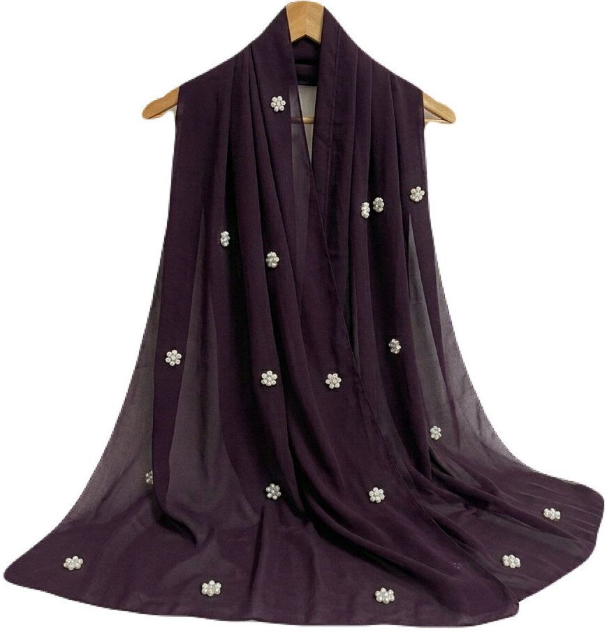 qalb luxuria Embellished Georgette Women Purple Fancy Scarf-picture-33