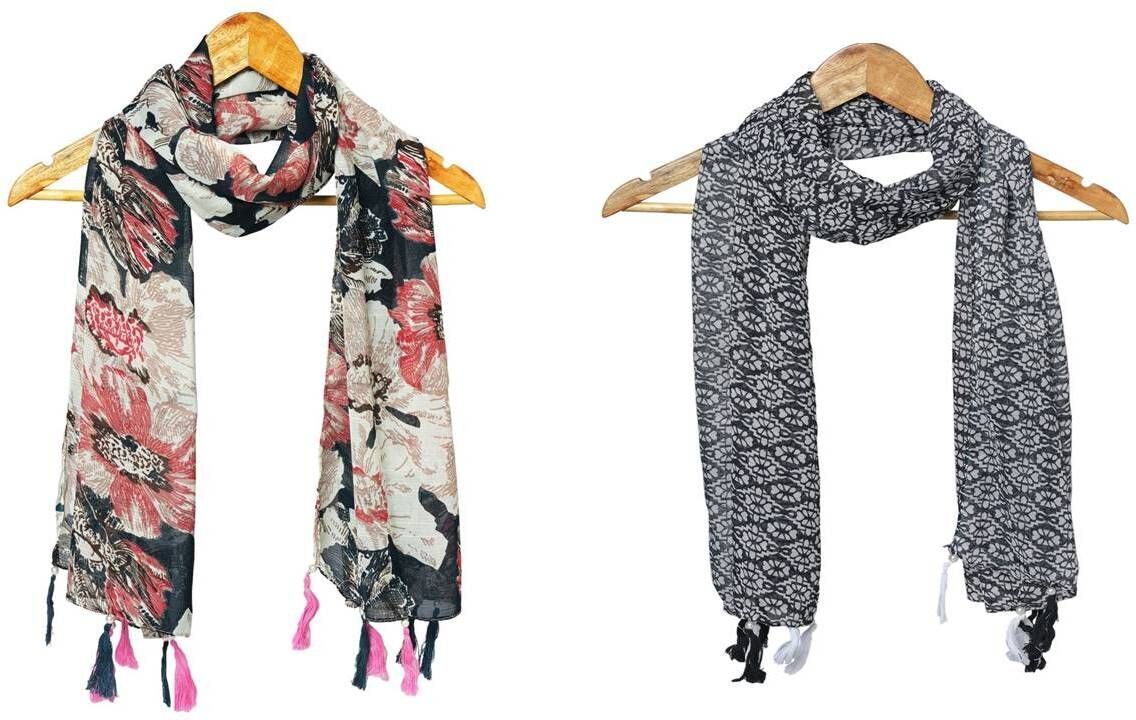 Printed Chiffon Women Multicolor Stole, Scarf, Fancy Scarf-image-35